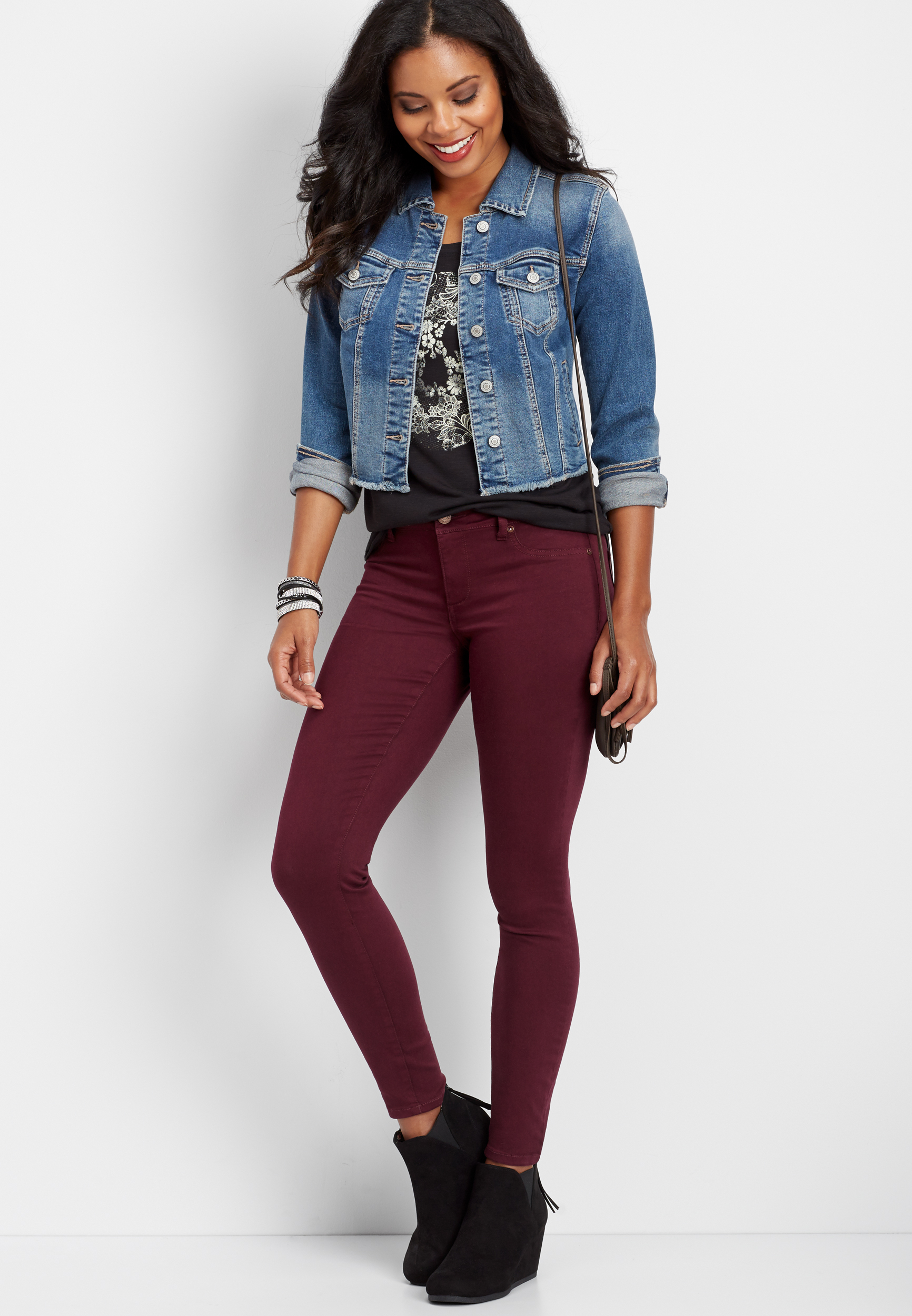 DenimFlex™ plum wine color jegging