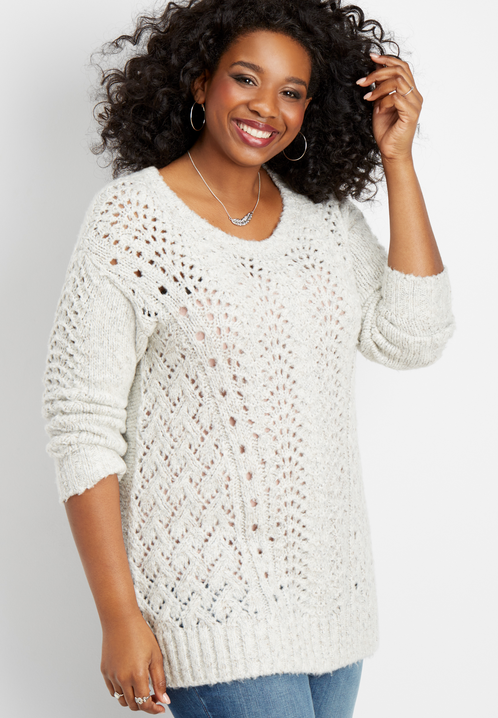 Cable-Knit Tunic Sweater