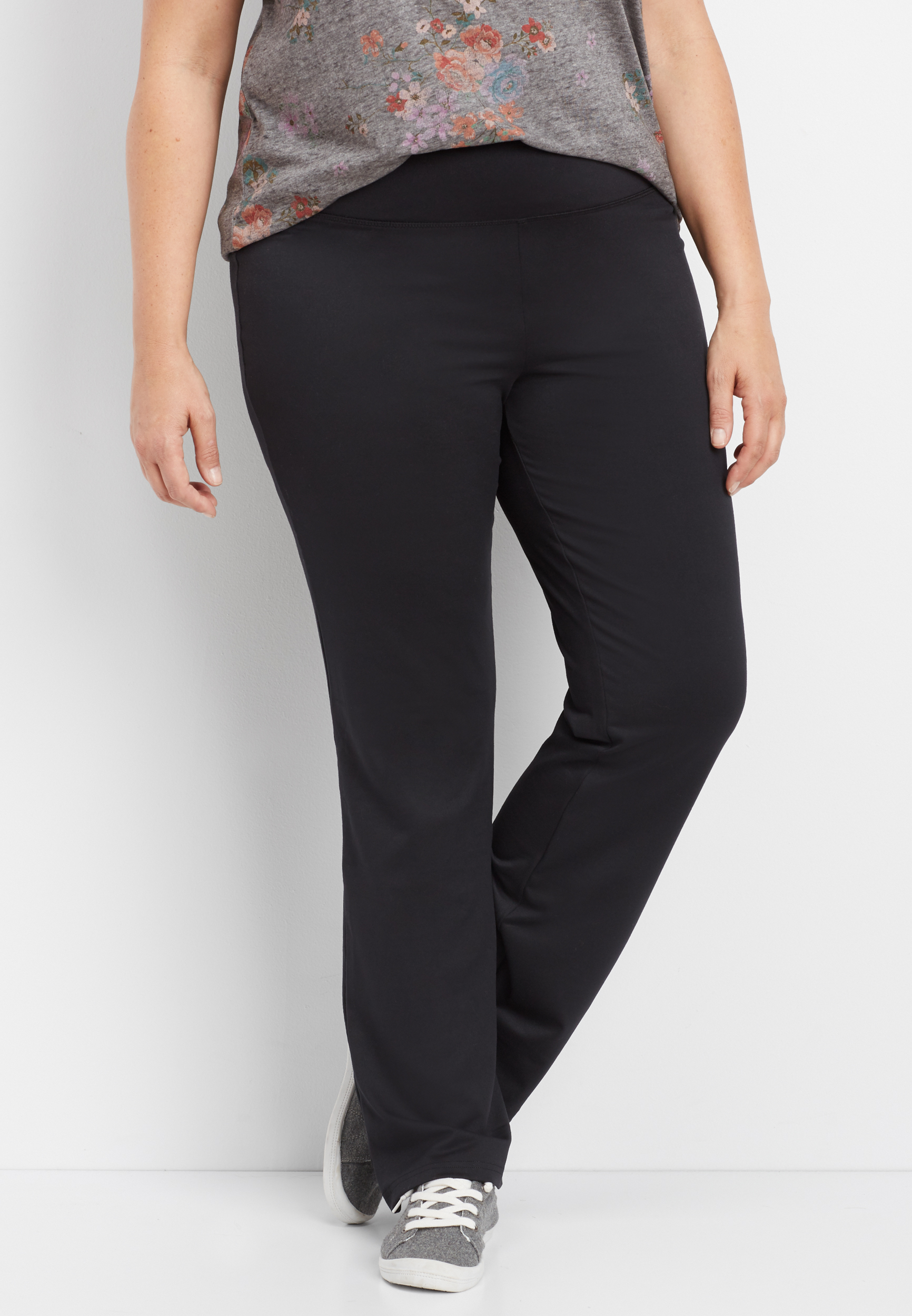 Plus Size Women Stretch Cotton Bootcut Yoga Pant PSW-895