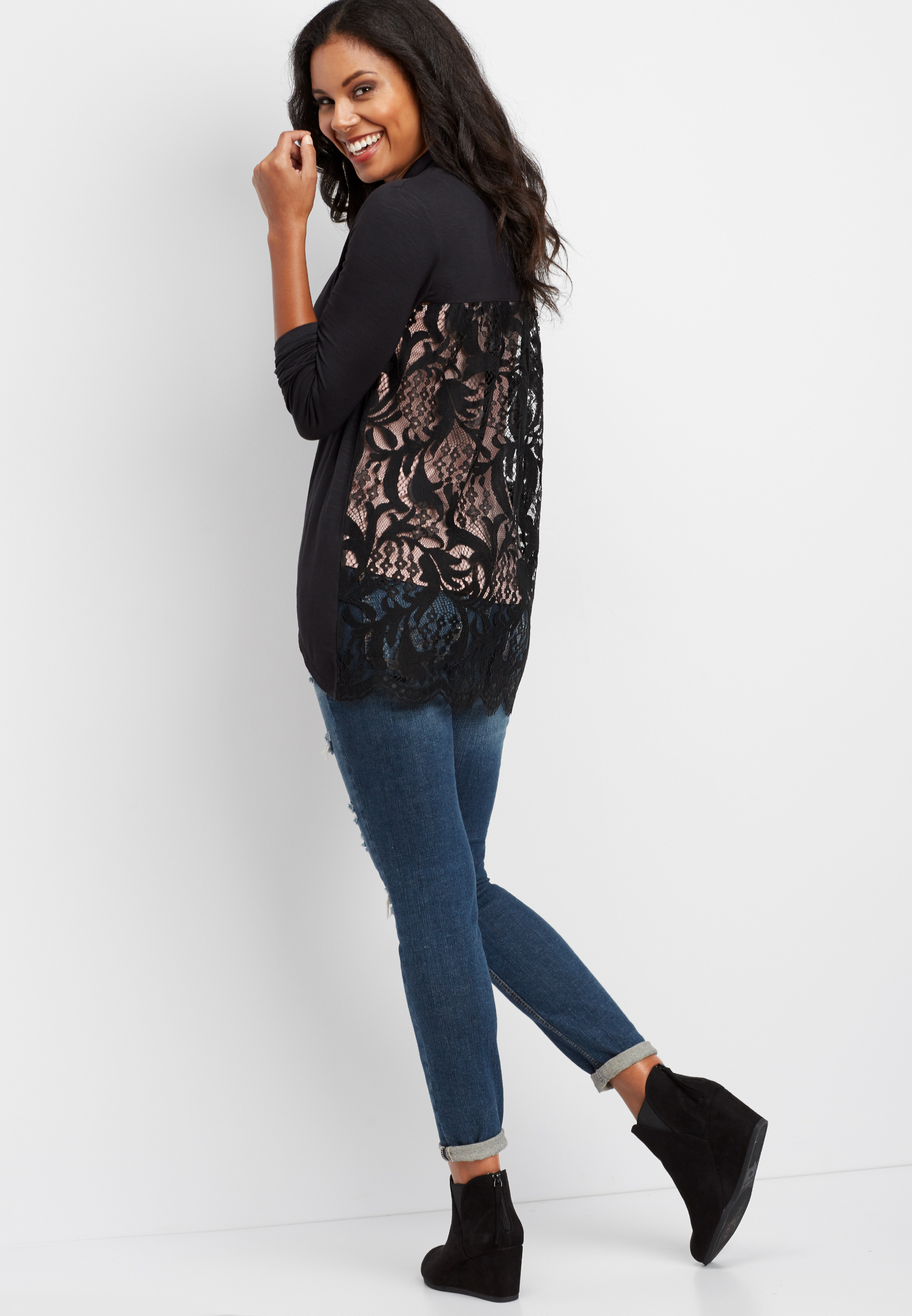 lace back cardigan