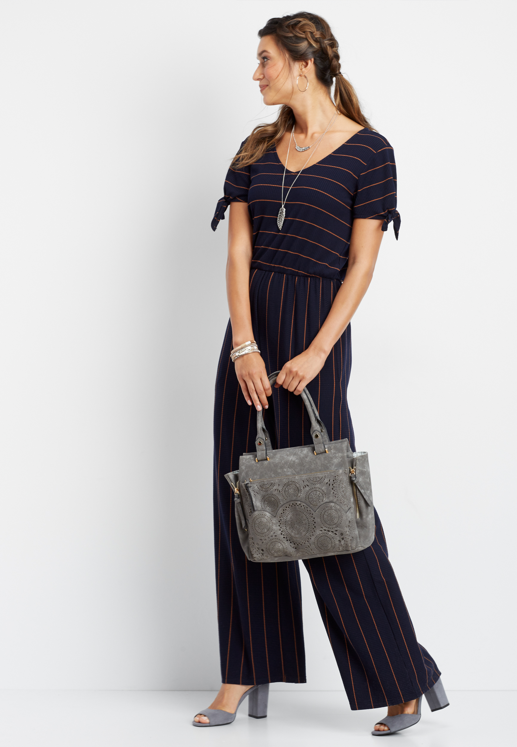 Maurices striped jumpsuit online