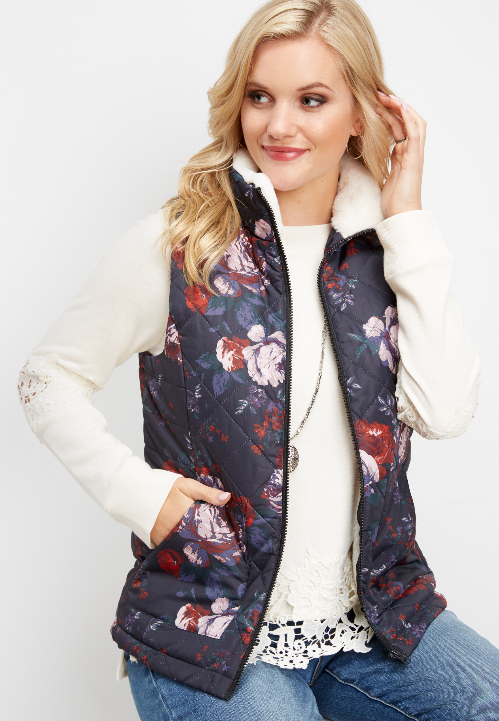 Floral hot sale puffer vest