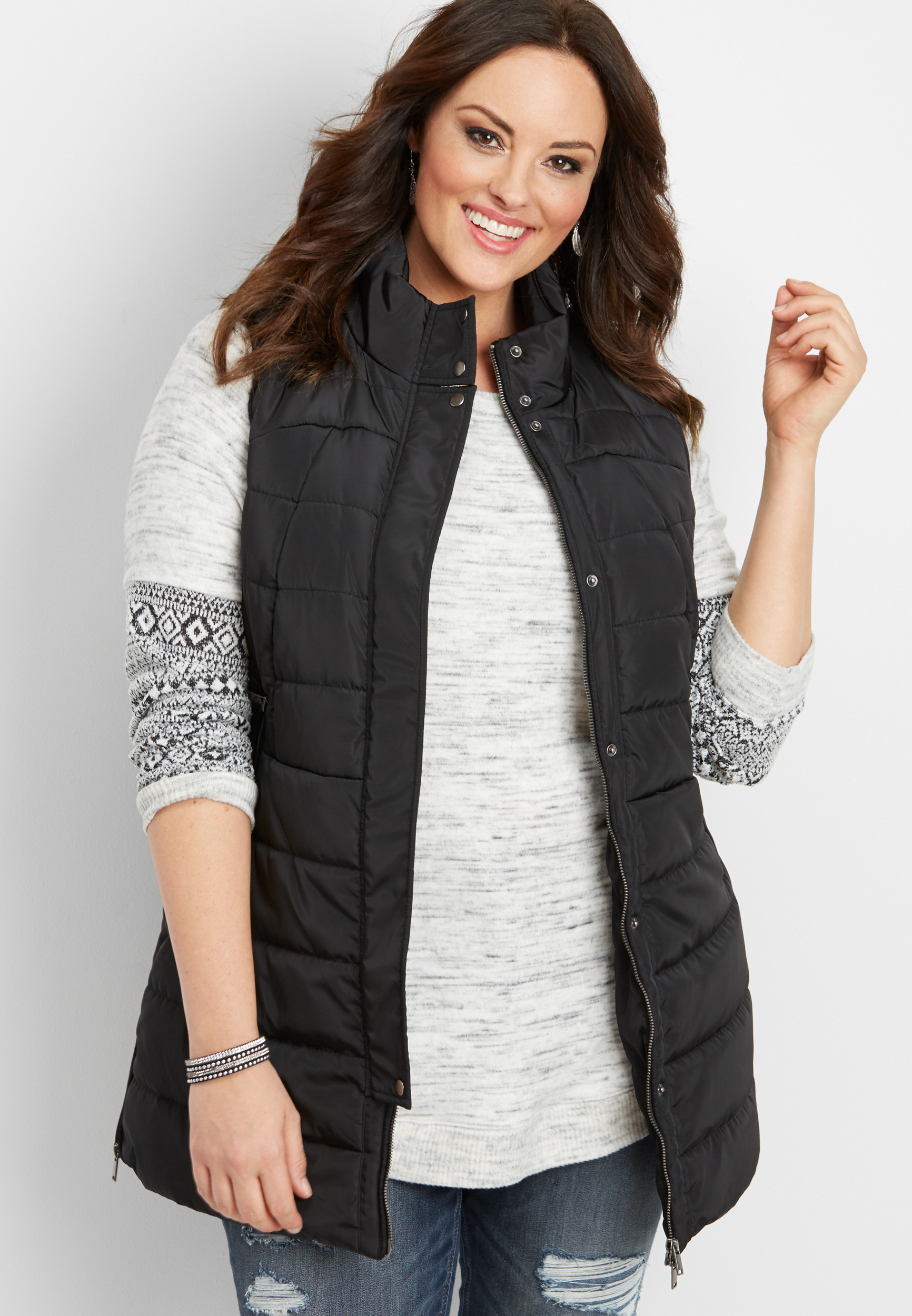 Plus Size Long Puffer Vest Canada