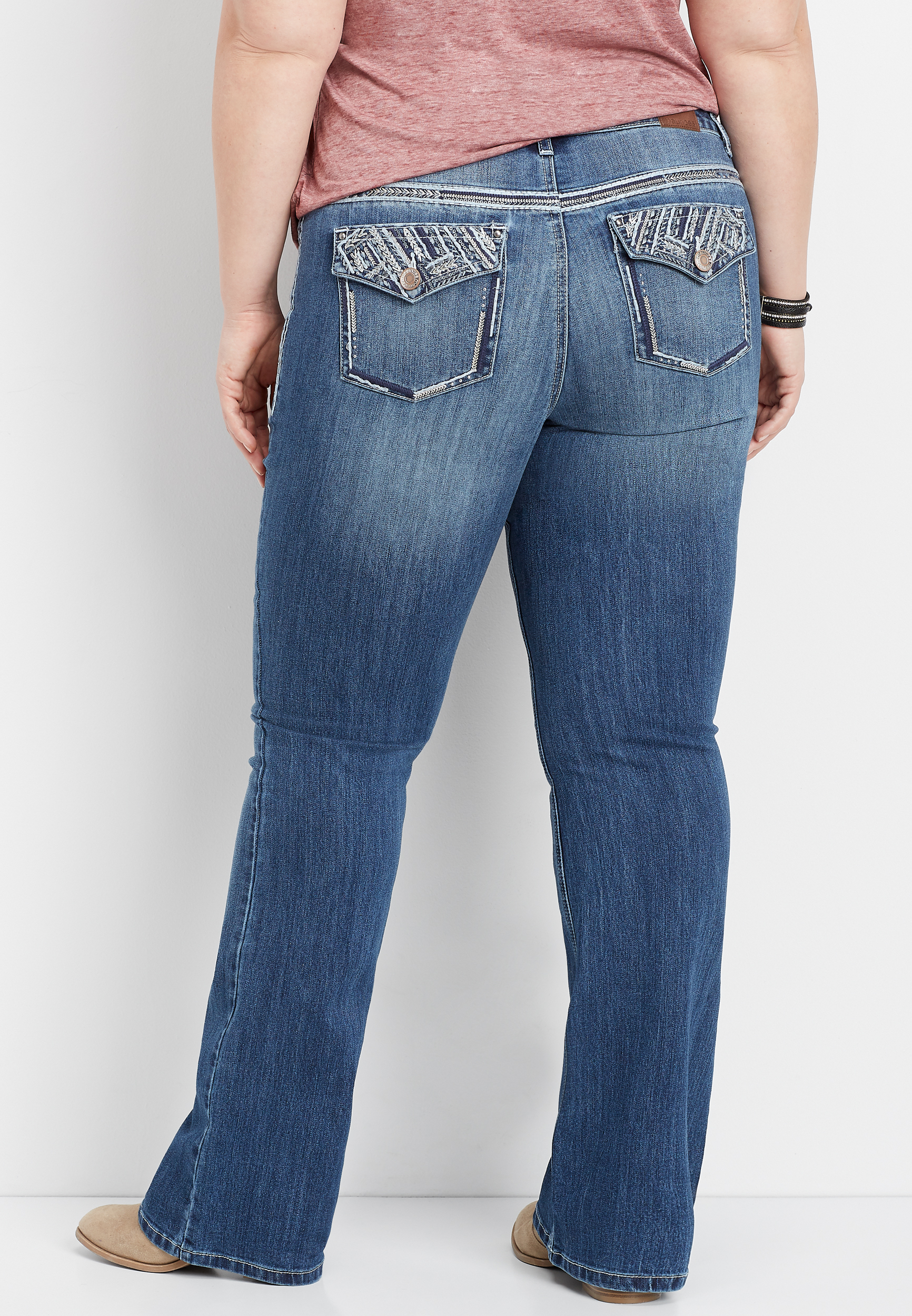 DenimFlex™ bling back pocket bootcut jean