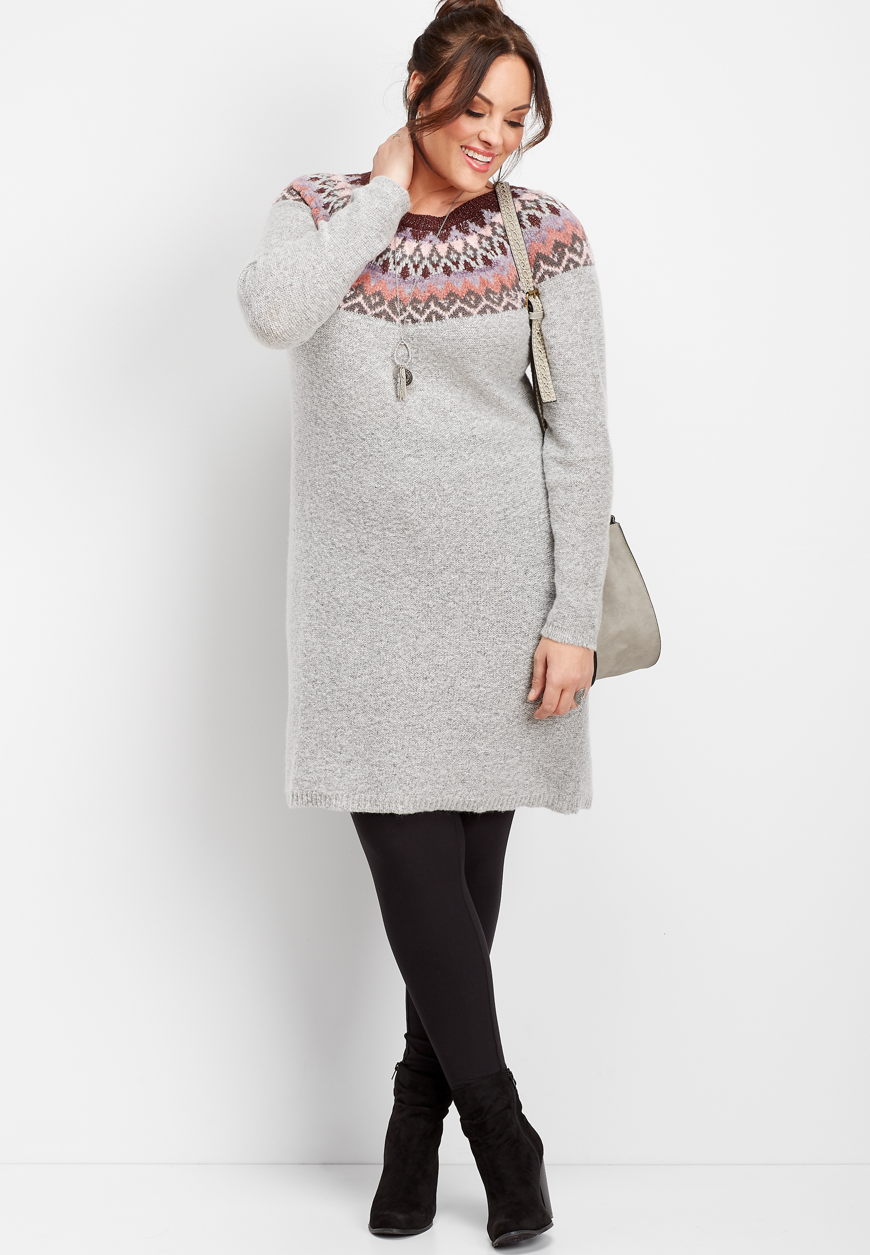 fairisle print sweater dress | maurices