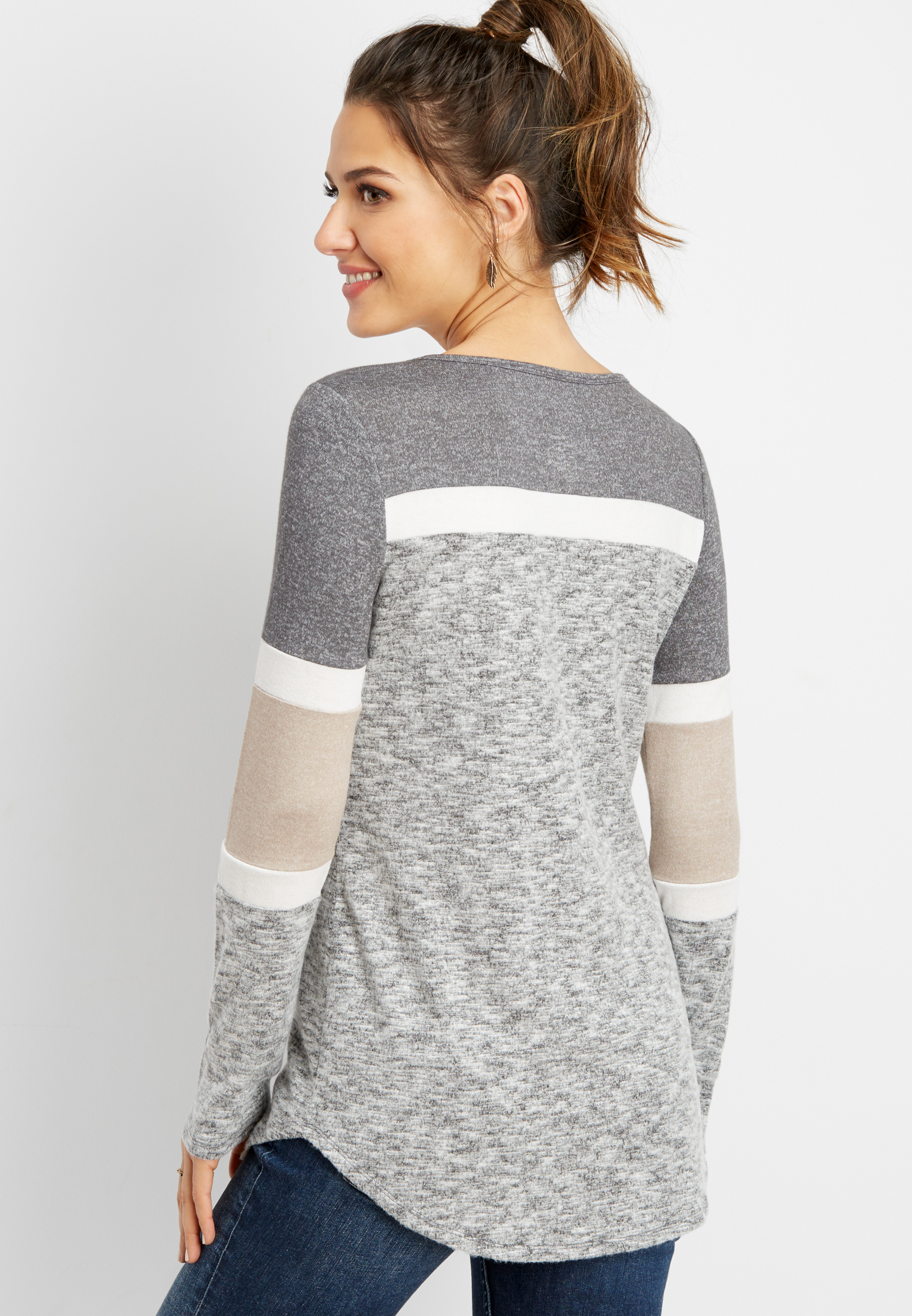24/7 colorblock tunic varsity tee | maurices