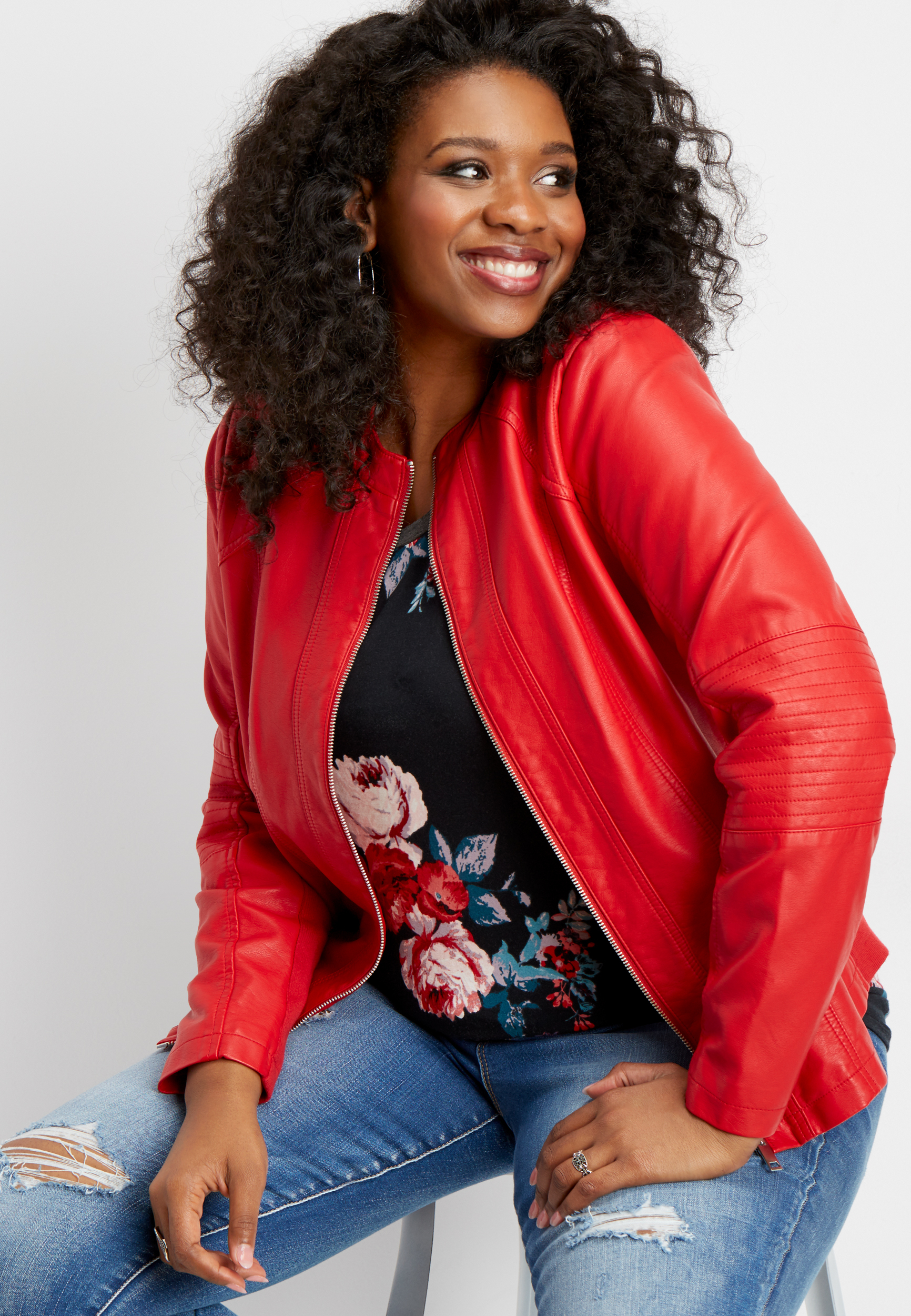 Plus Size Vegan Leather Jacket