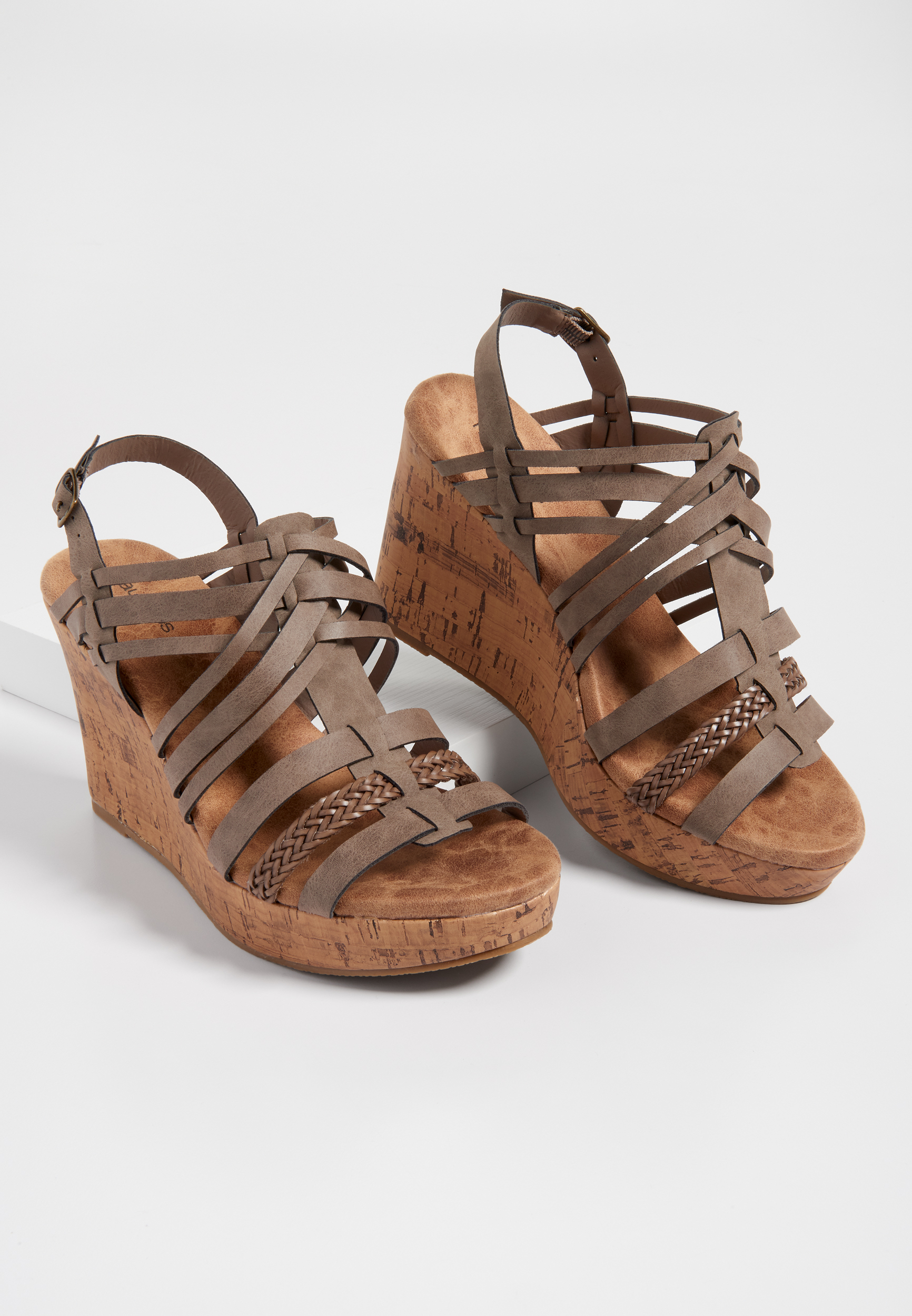 eva multi strap cork wedge