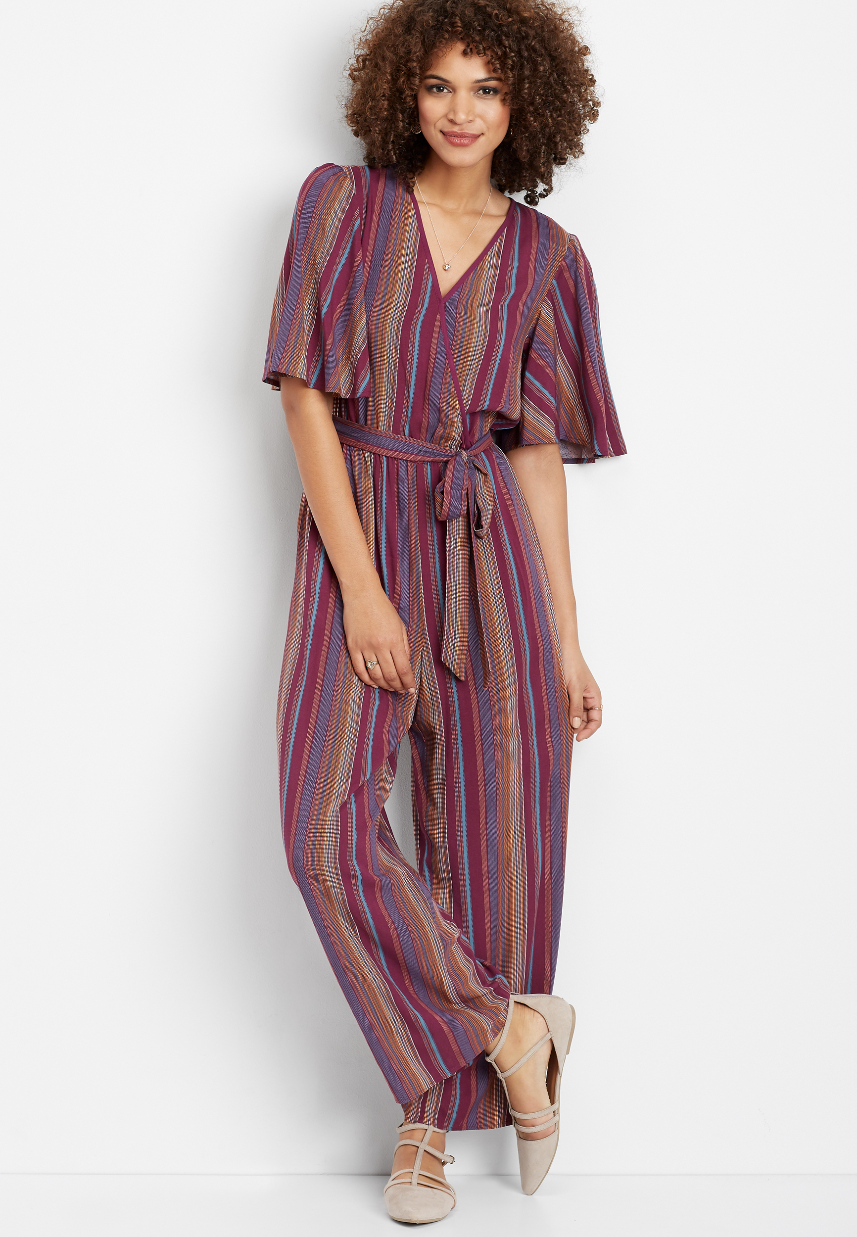 Maurices striped jumpsuit on sale