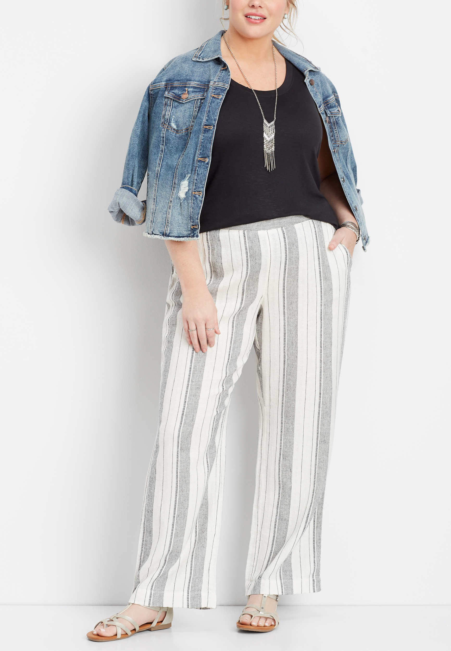 Women's plus outlet size linen pants