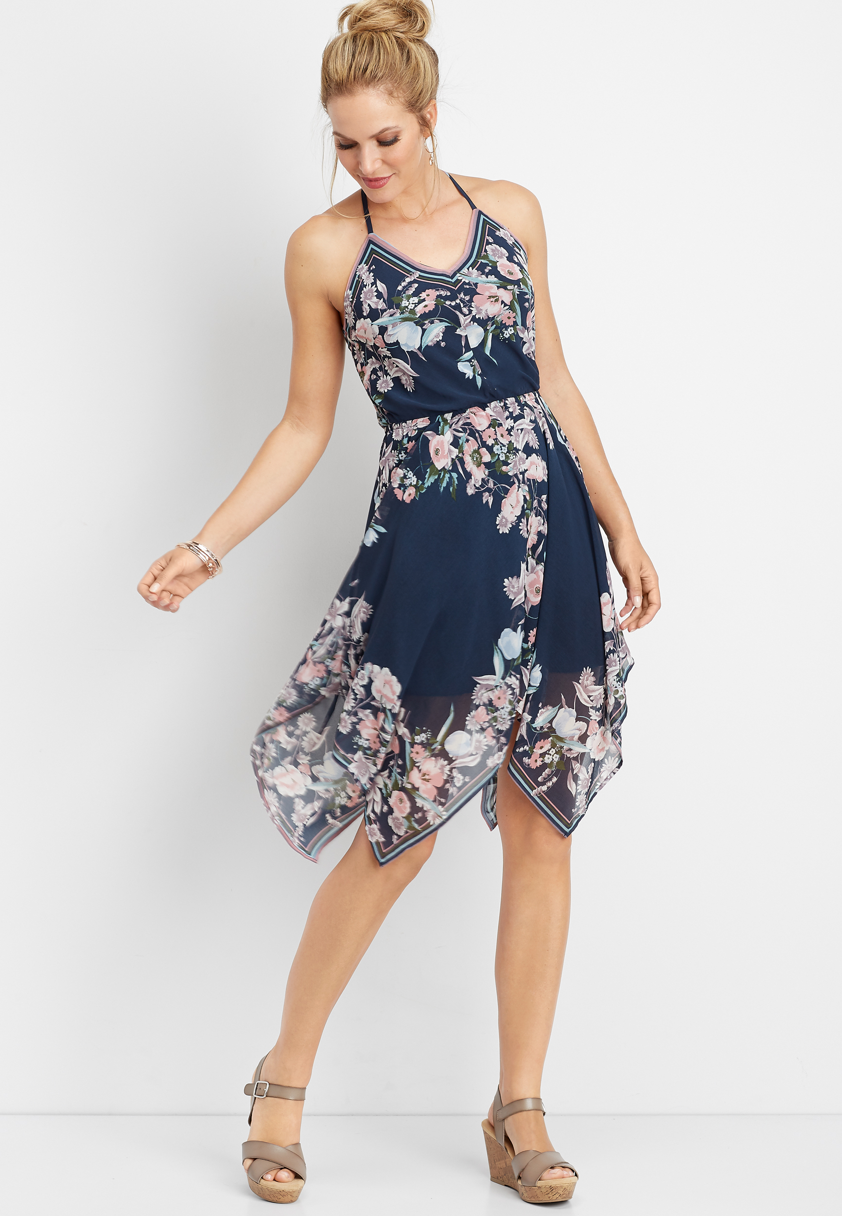 floral hanky hem dress