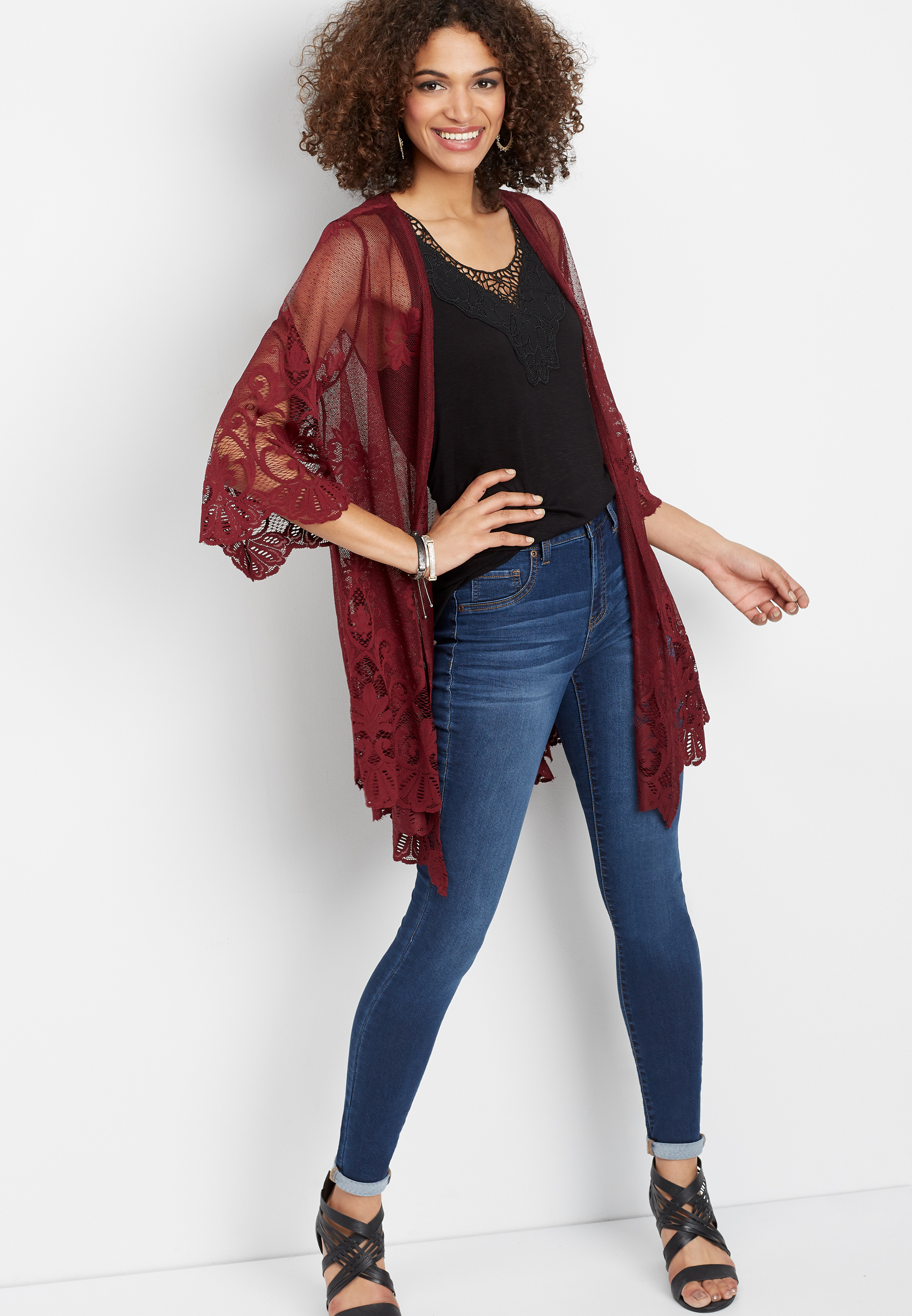 Burgundy Lace Kimono Burgundy Lace Kimono