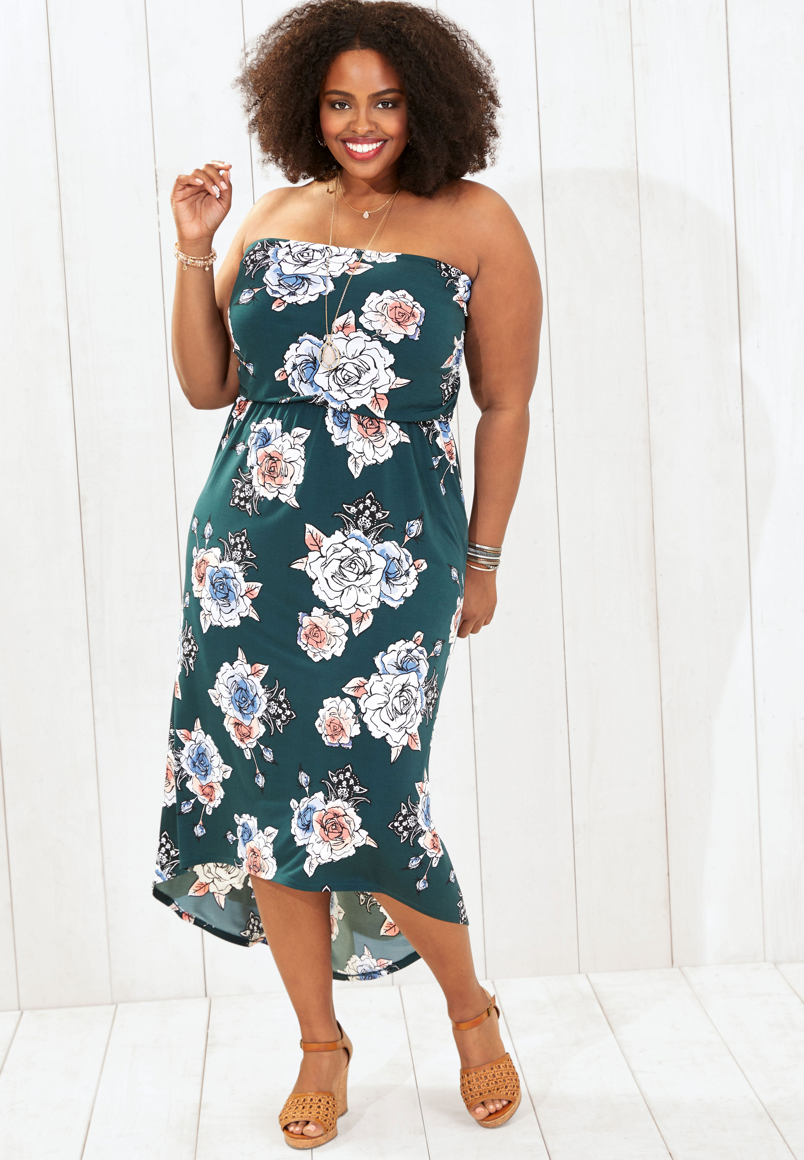 Plus size hot sale strapless maxi dress