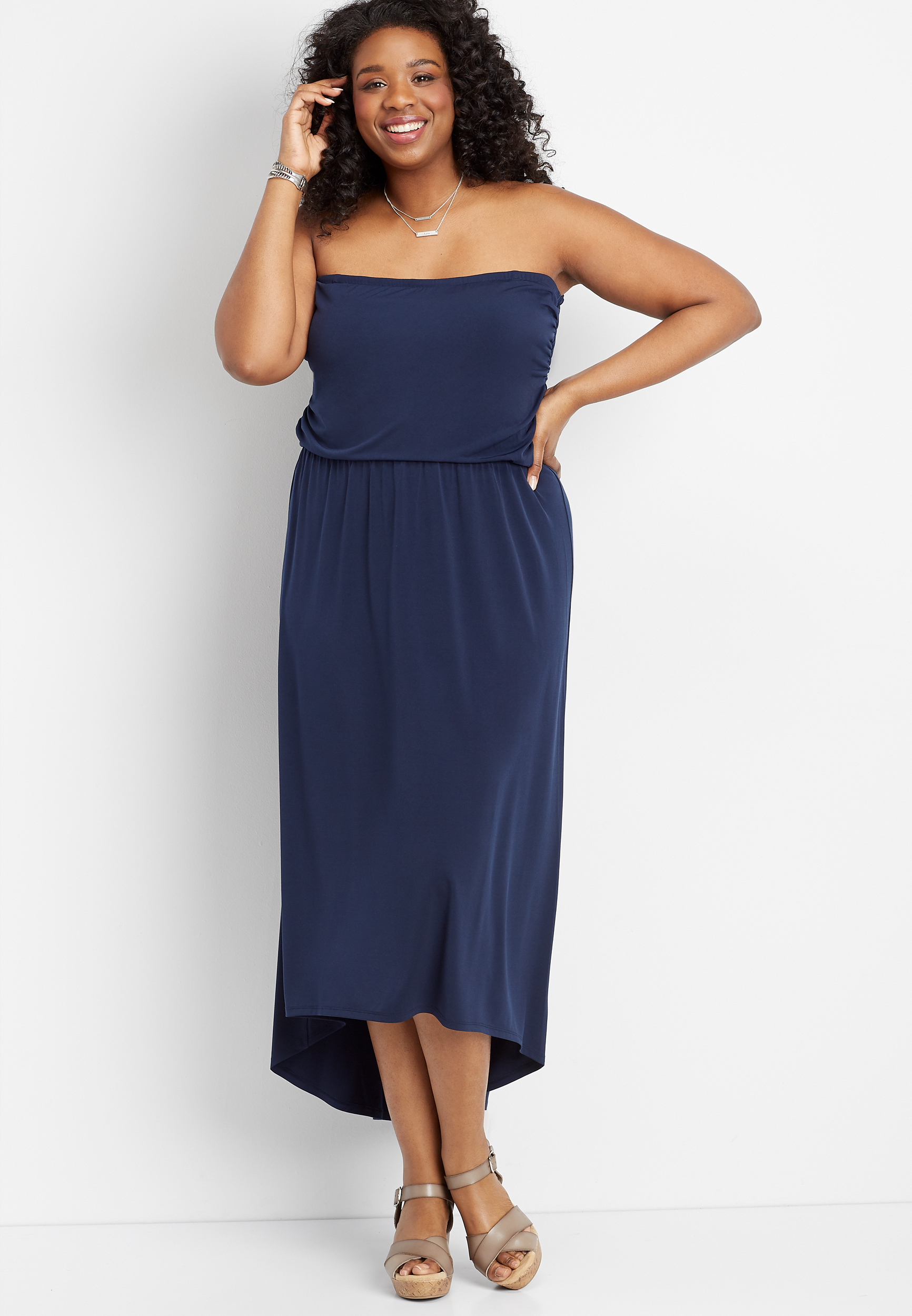 tube top maxi dress plus size