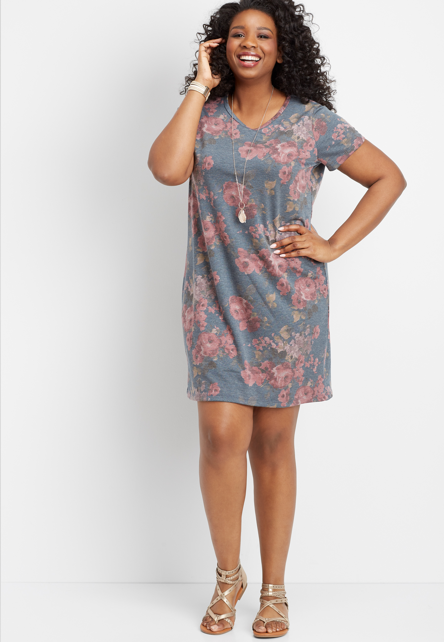 Hospital Kloster respons plus size floral short sleeve t-shirt dress | maurices