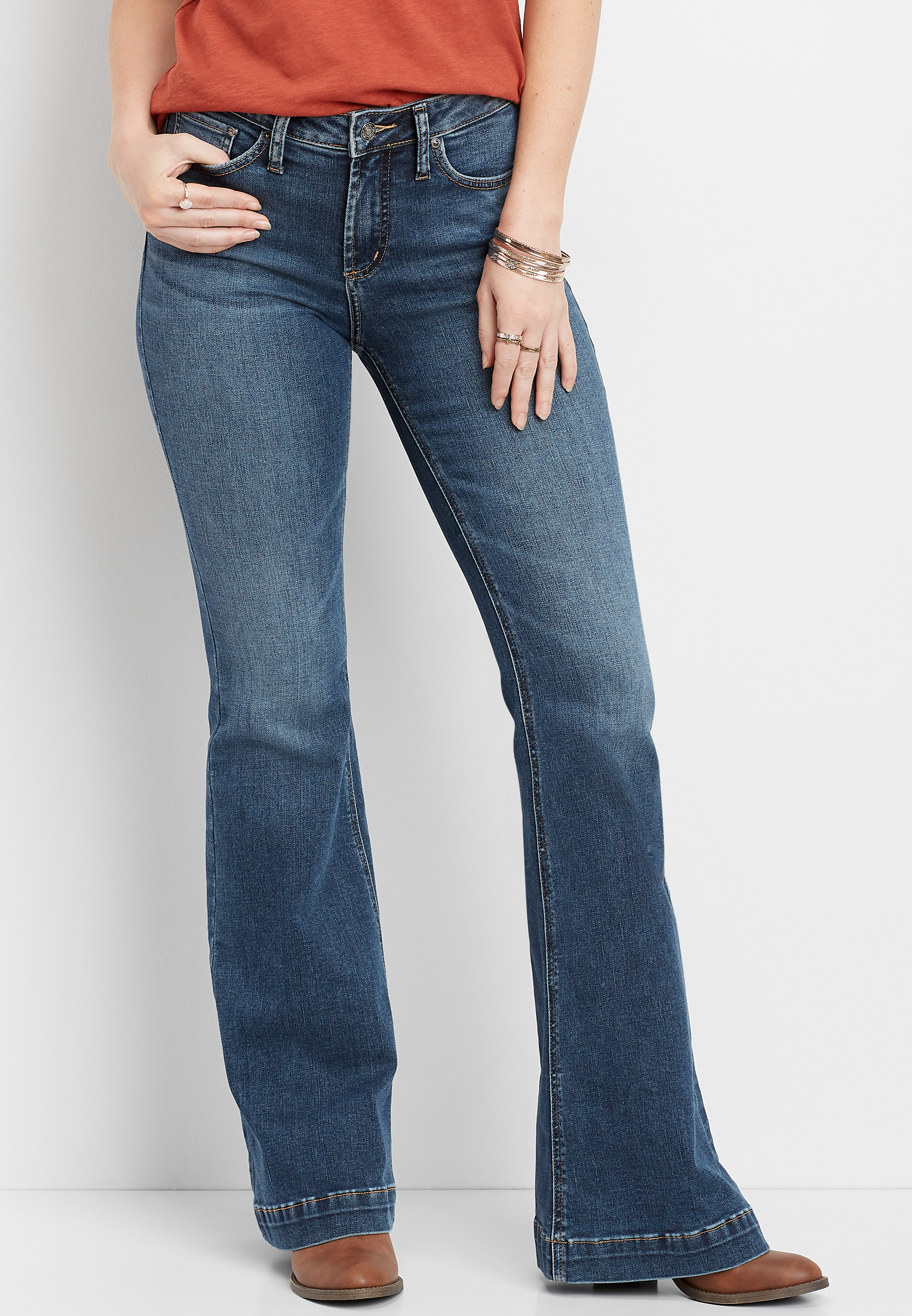 medium wash flare jeans