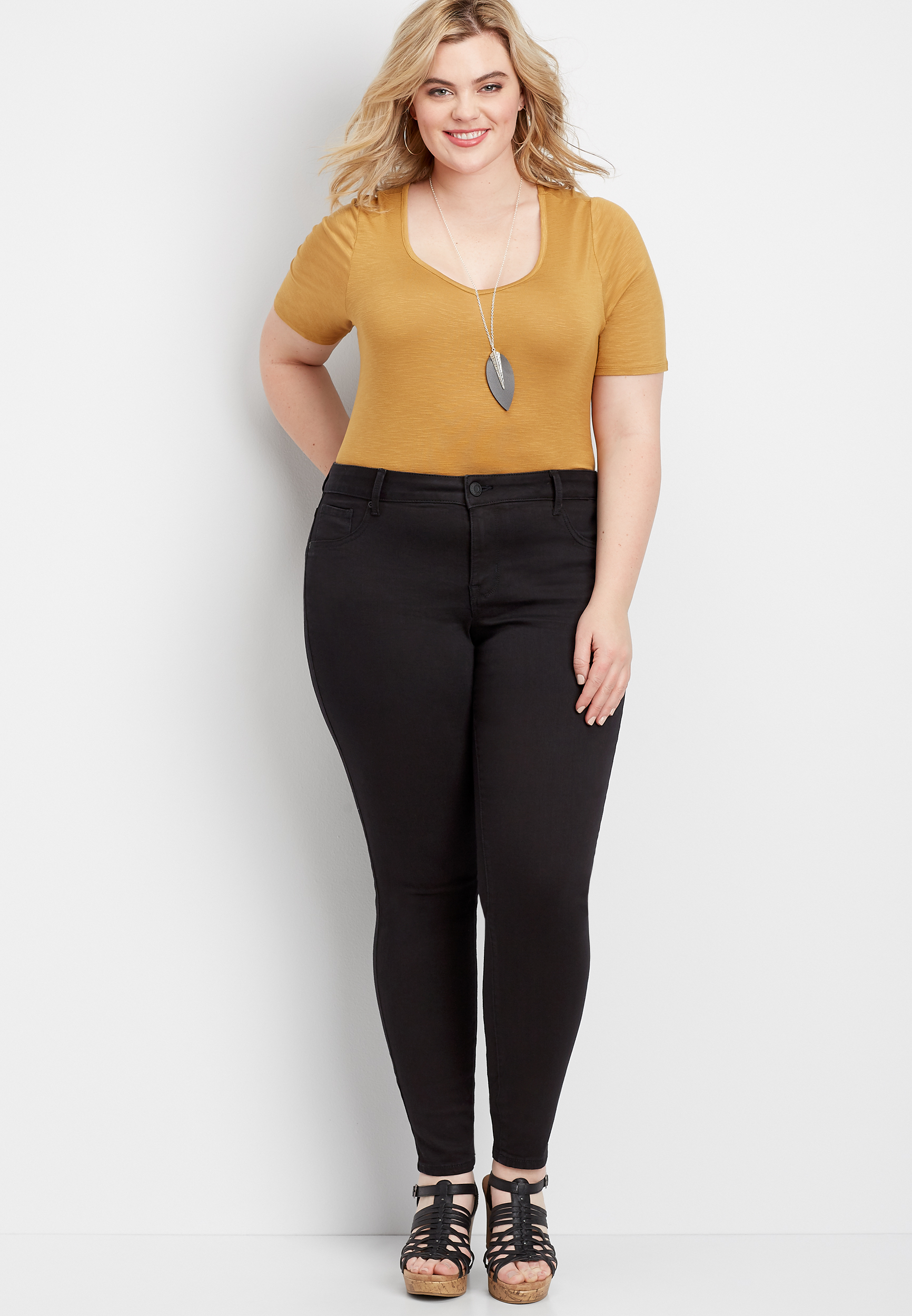 Tropical Black Plus Size Mid Rise Jegging - 3X at  Women's Clothing  store