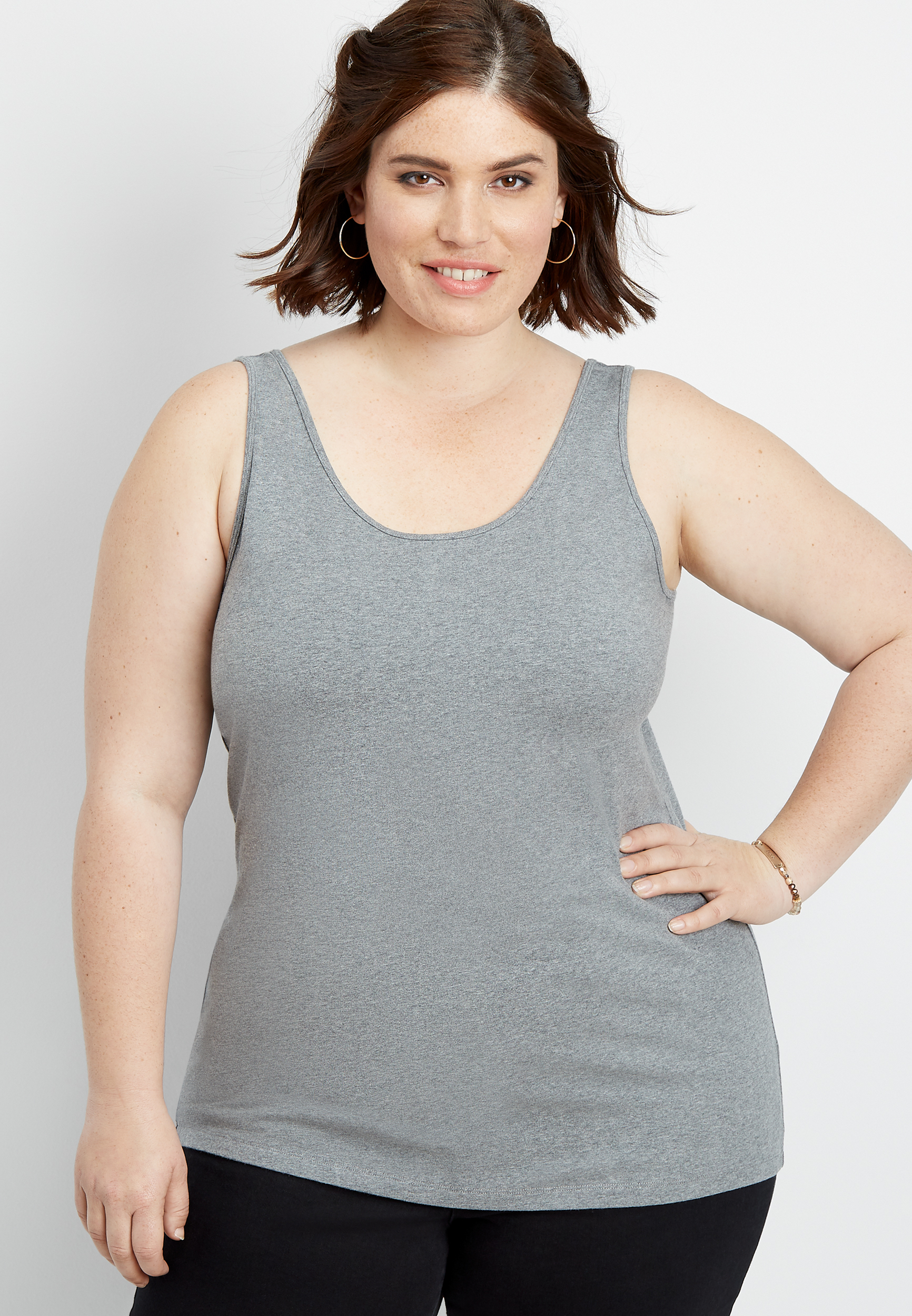 Plus Size Solid Scoop Neck Layering Tank Maurices 7699