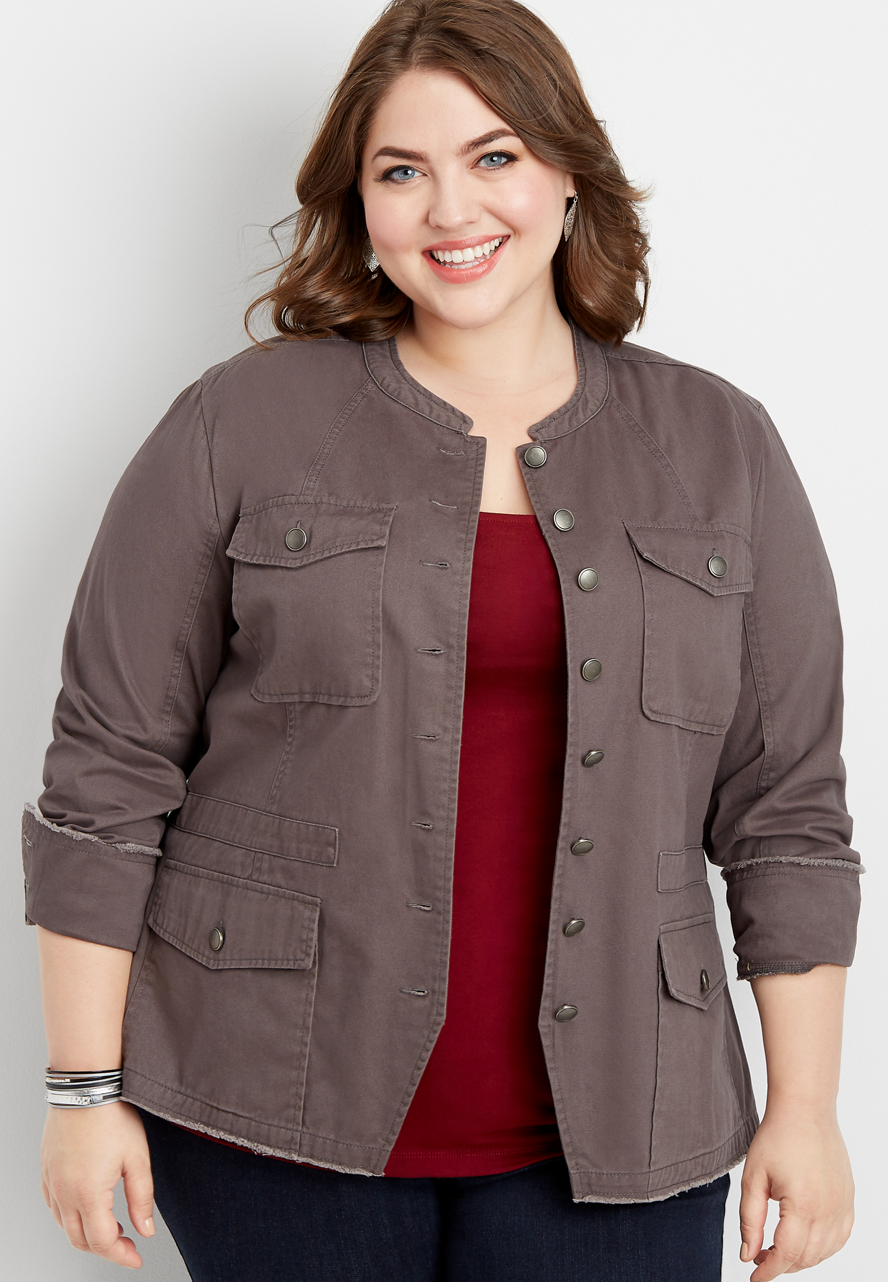 Plus size hot sale military jacket