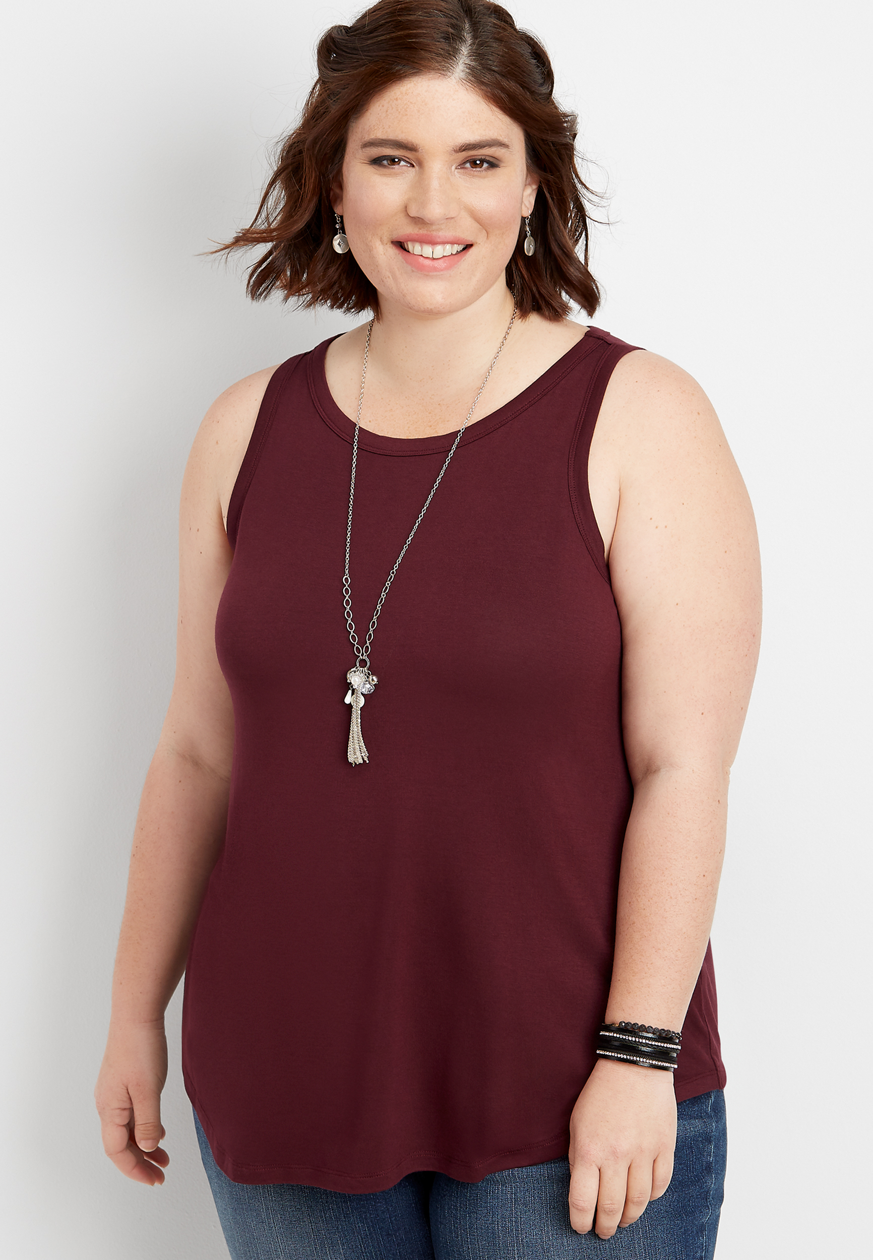 Plus Size 24/7 Gold High Neck Tank Top