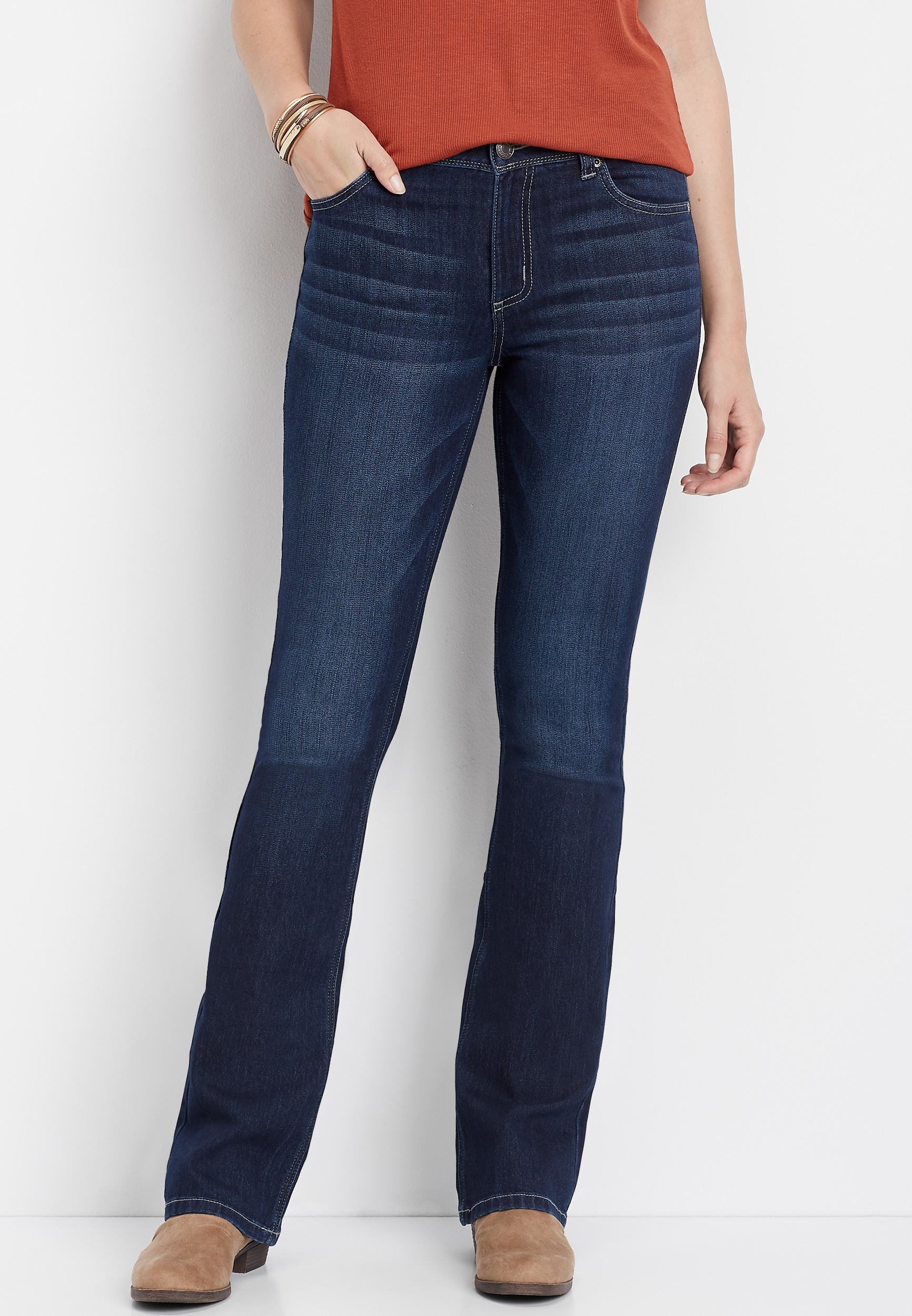 dark denim bootcut jeans