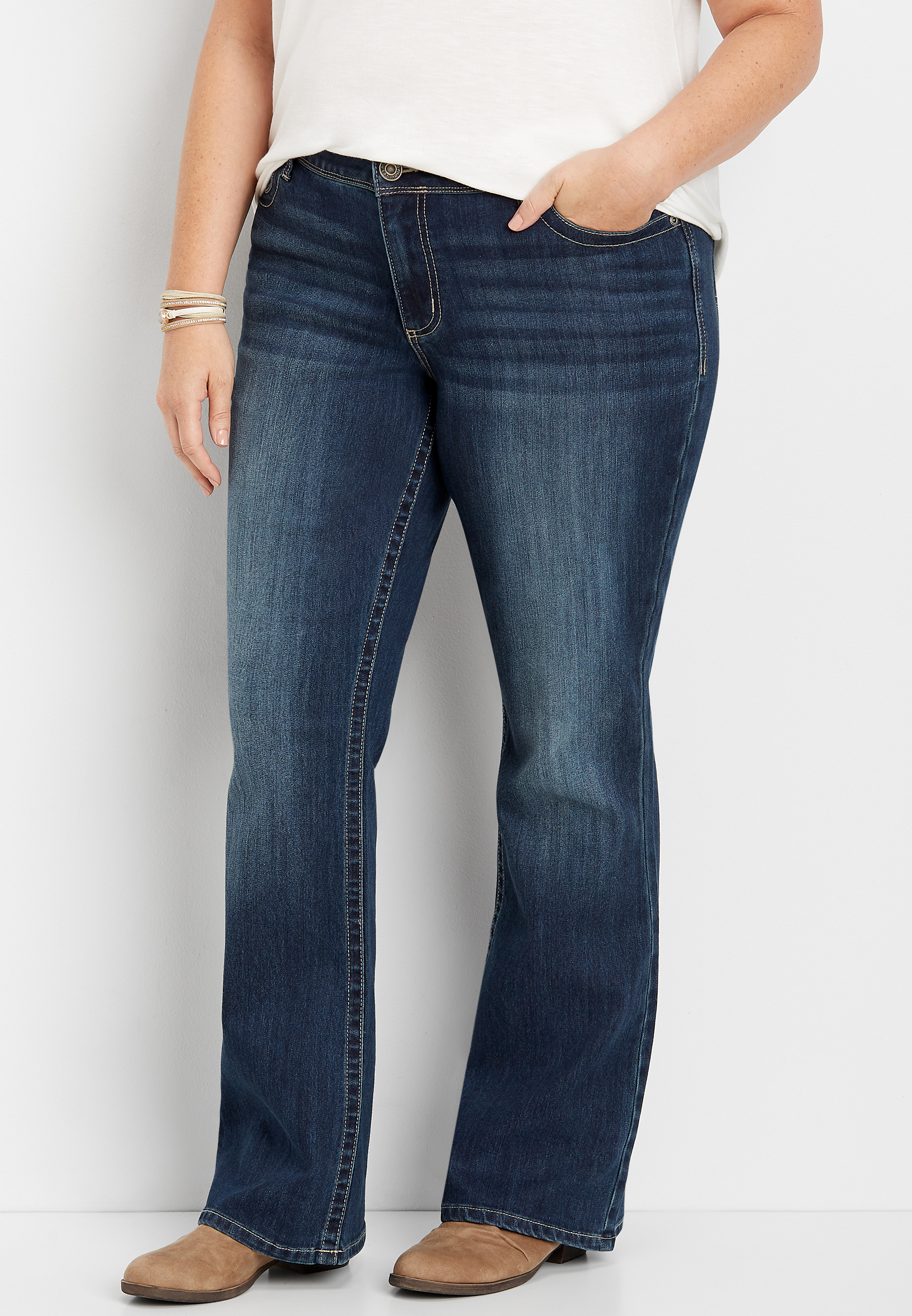 plus size trouser jeans dark wash