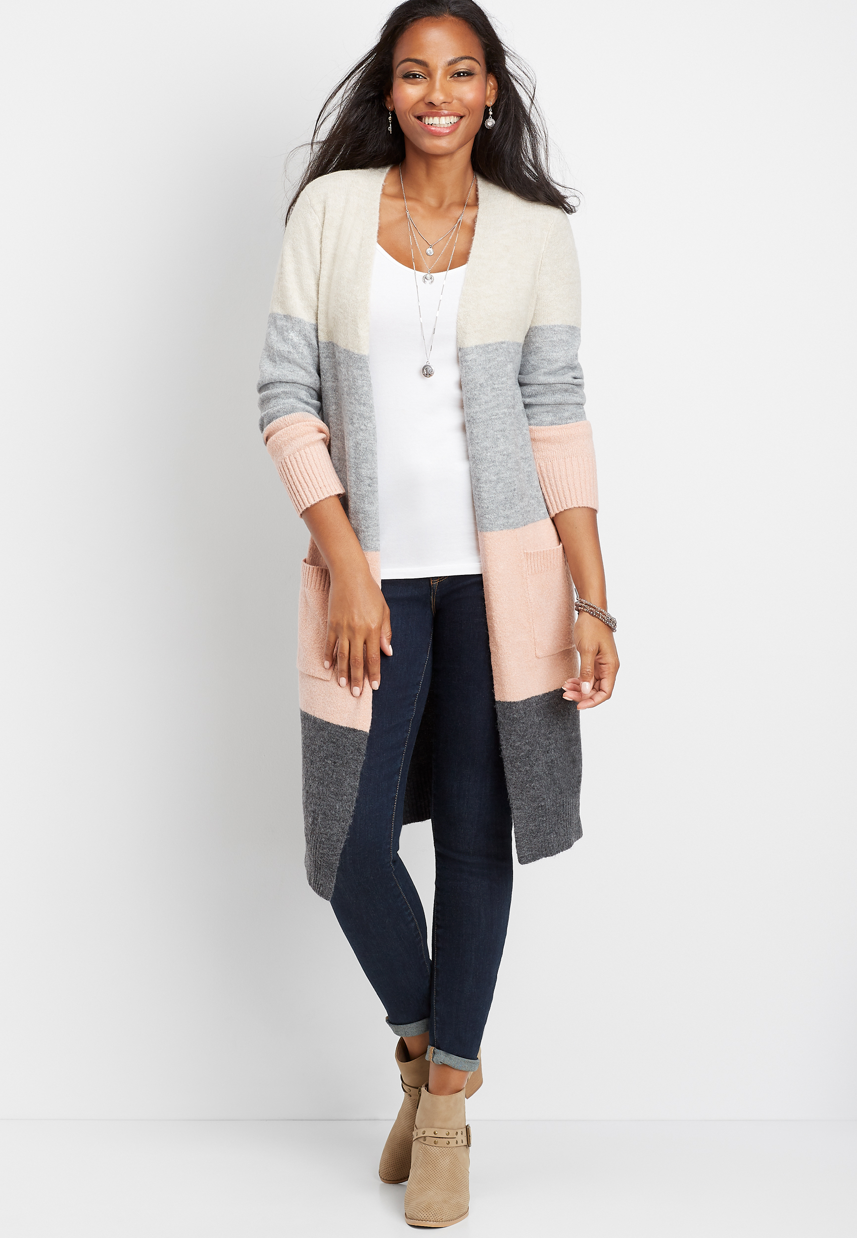 Color block 2025 duster cardigan