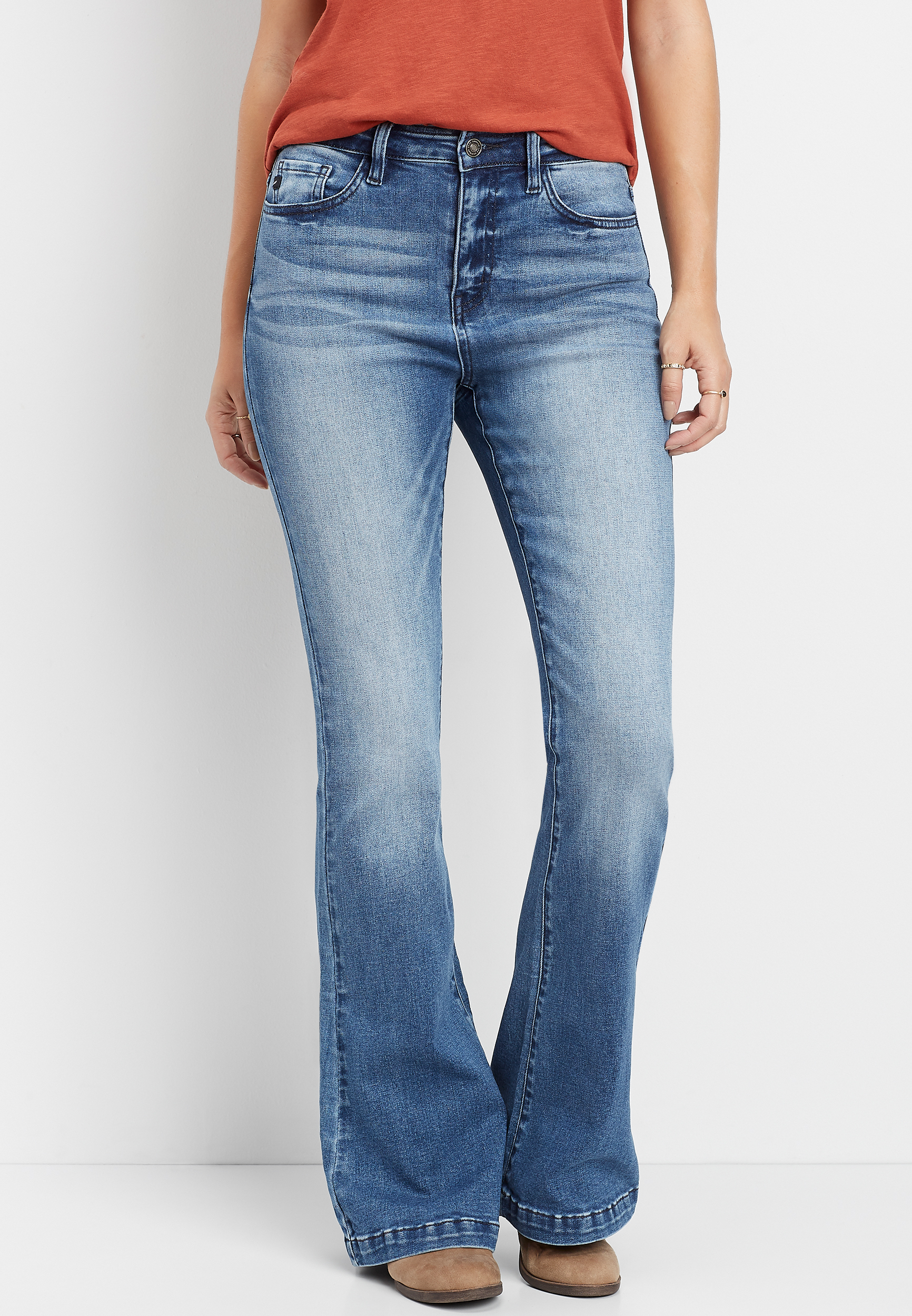 medium wash flare jeans