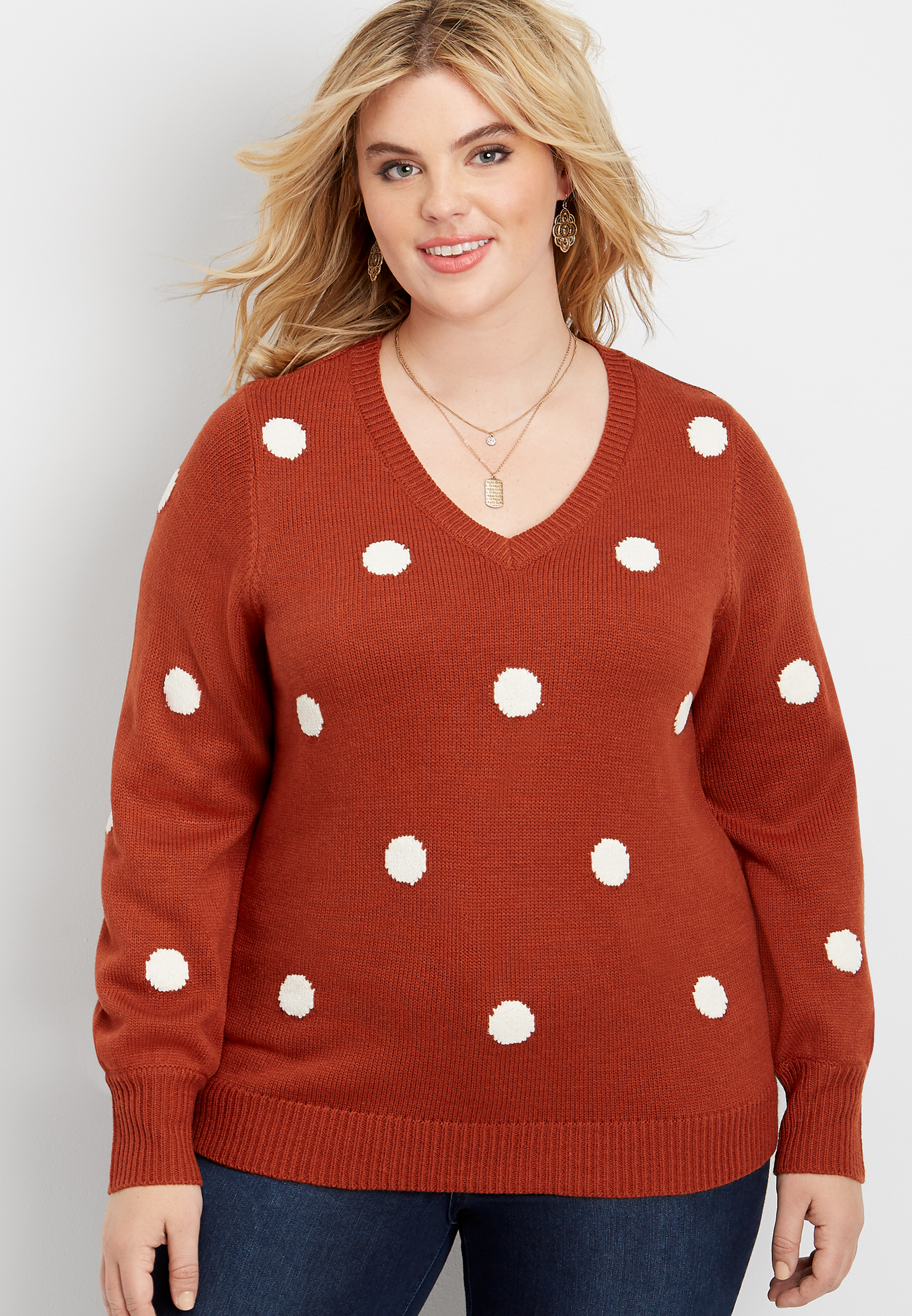 Plus size 2025 polka dot sweater