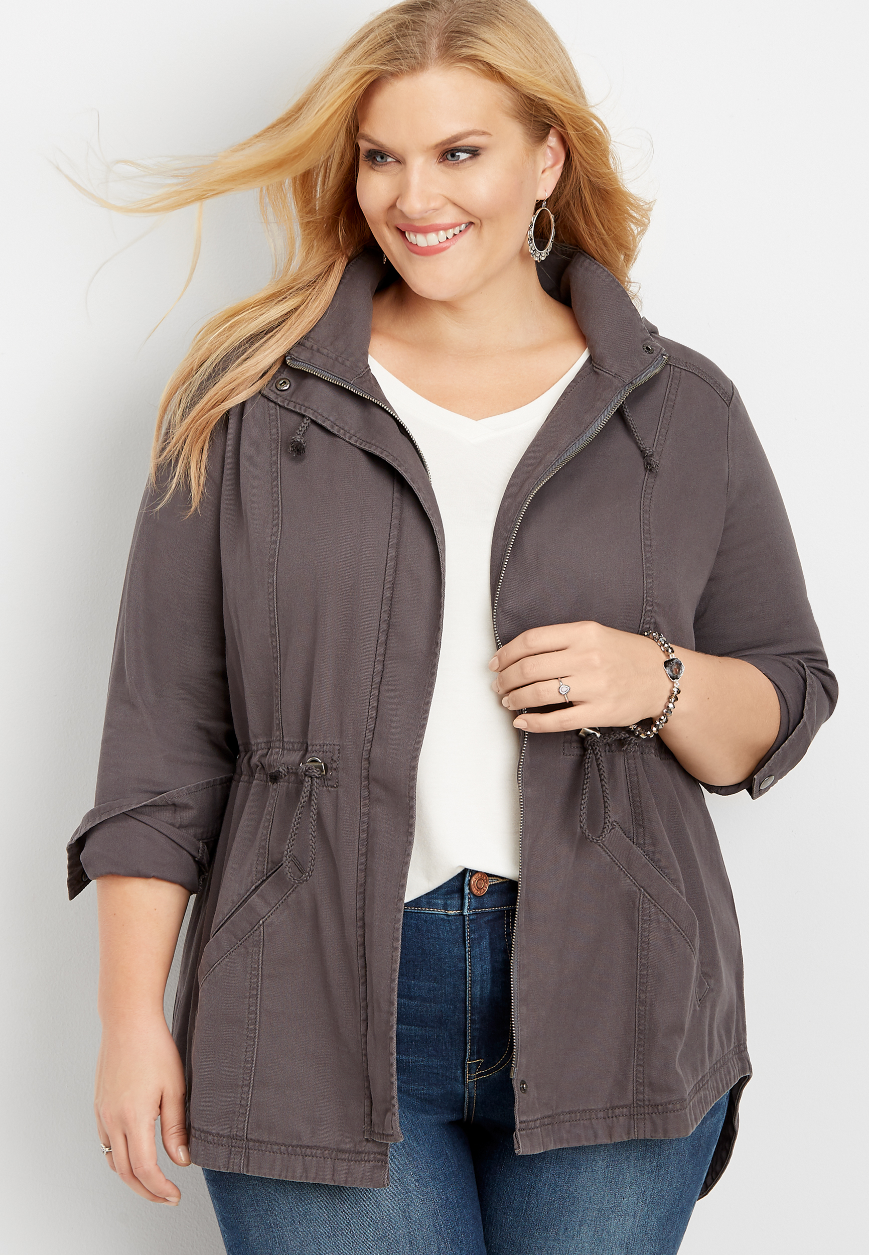 Plus size hooded outlet anorak jacket