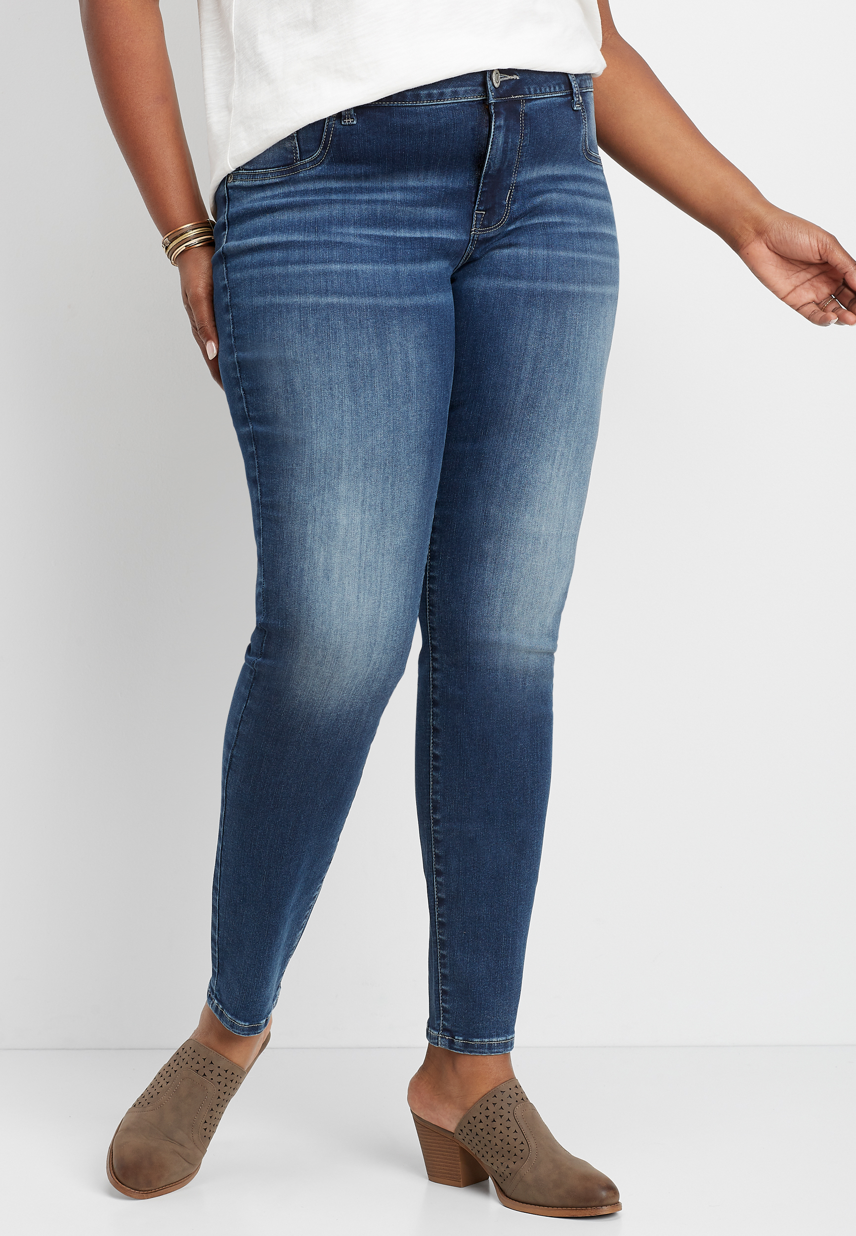 plus size medium wash jegging made with REPREVE® | maurices