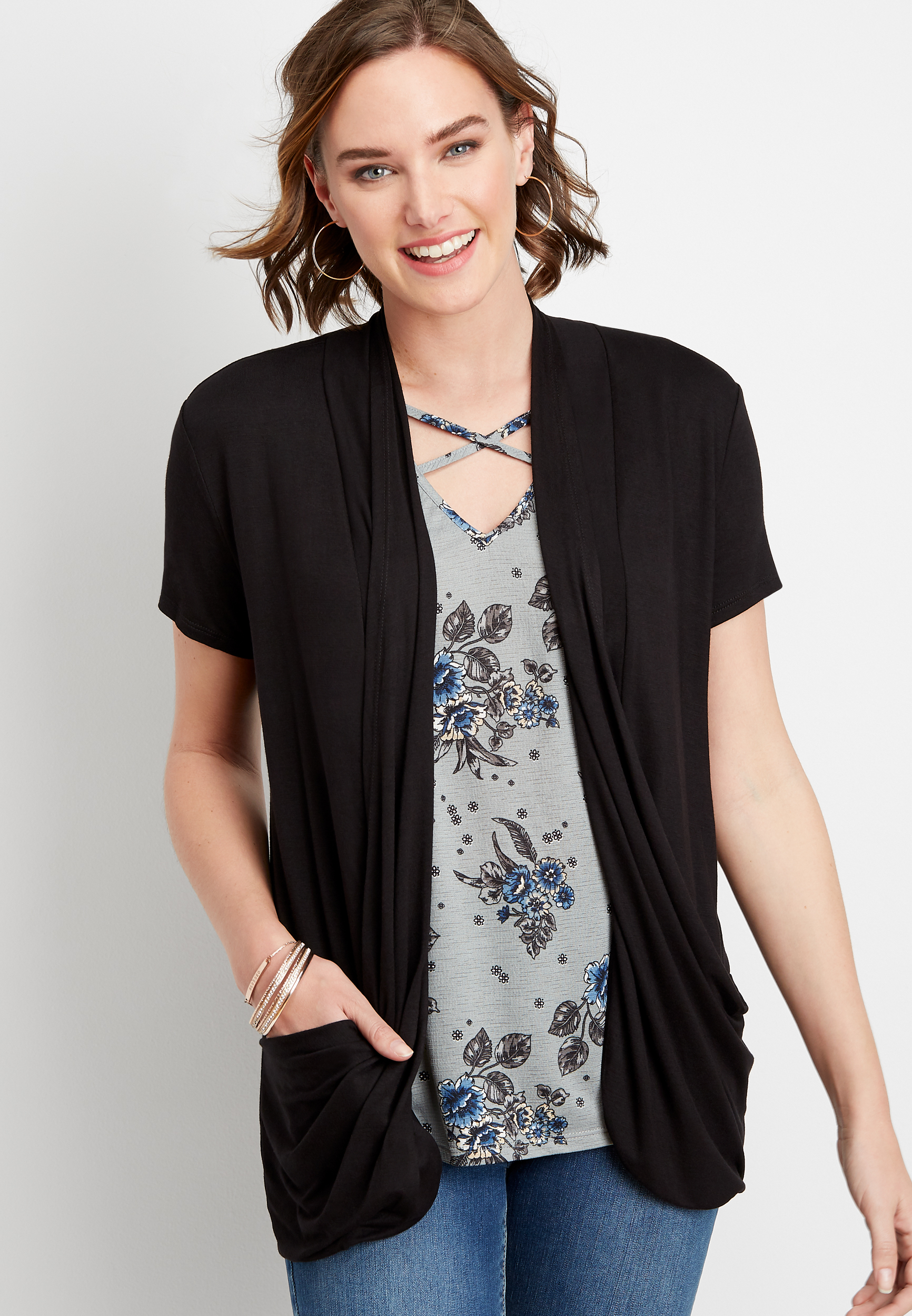 Short sleeve 2025 cardigan with pockets