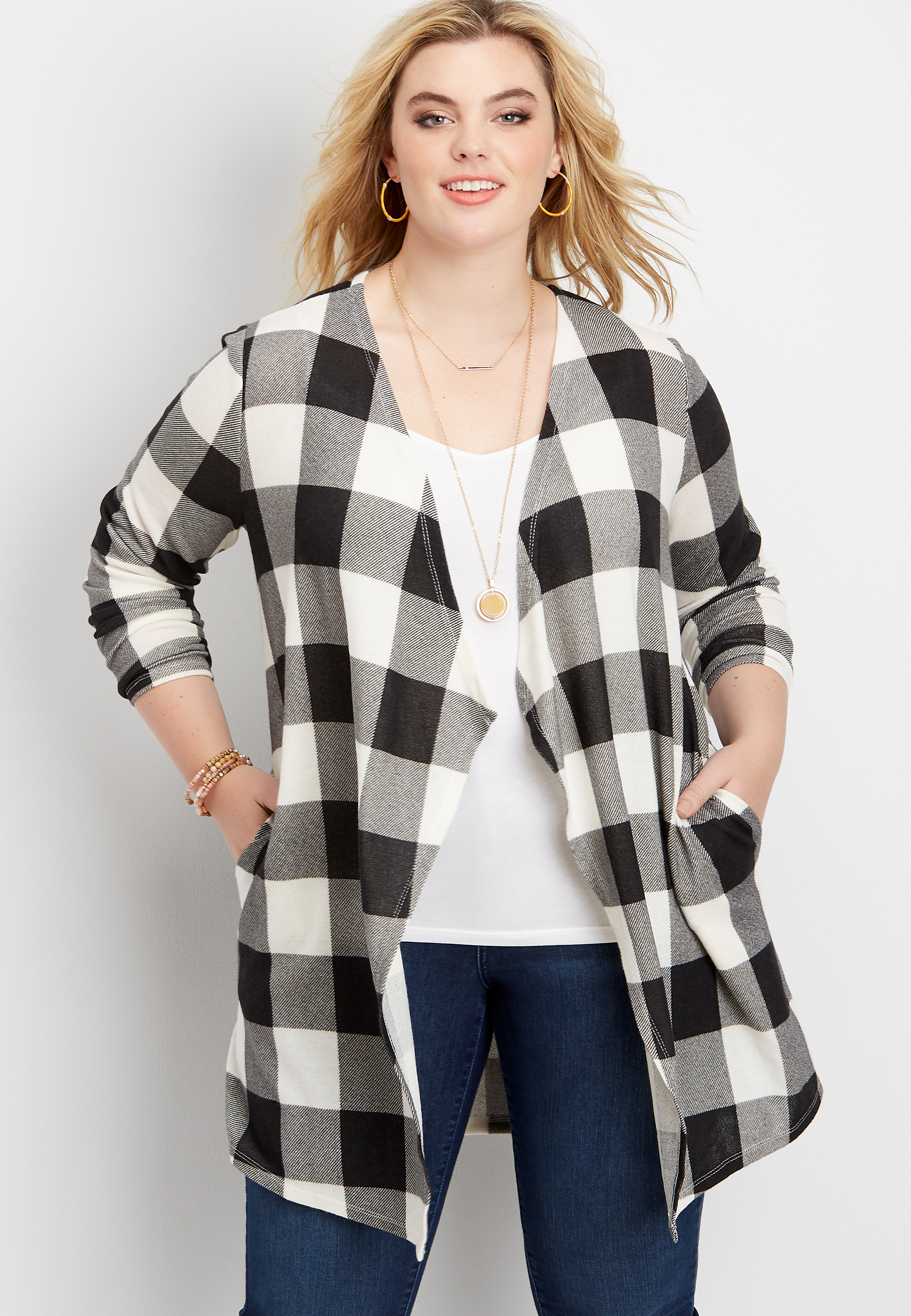 buffalo plaid kimono plus size