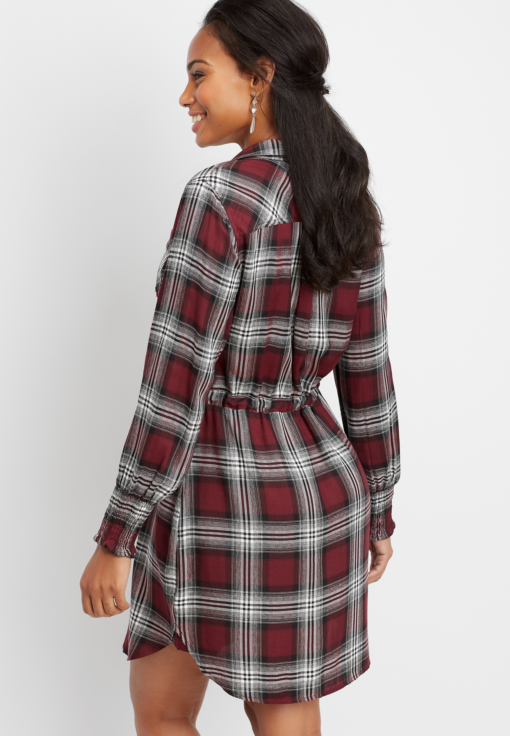 plaid button down shirt dress | maurices