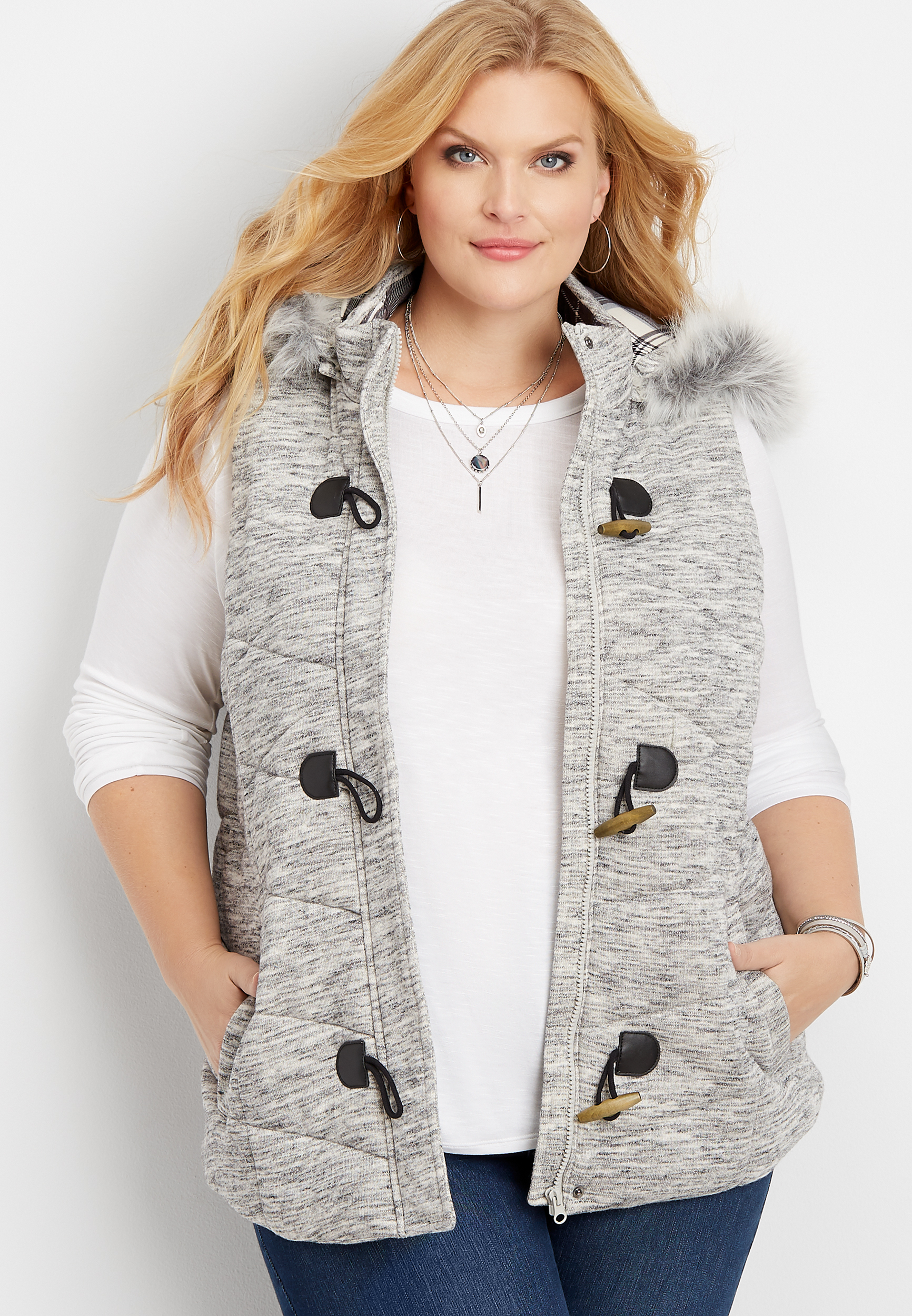 plus size vest with hood