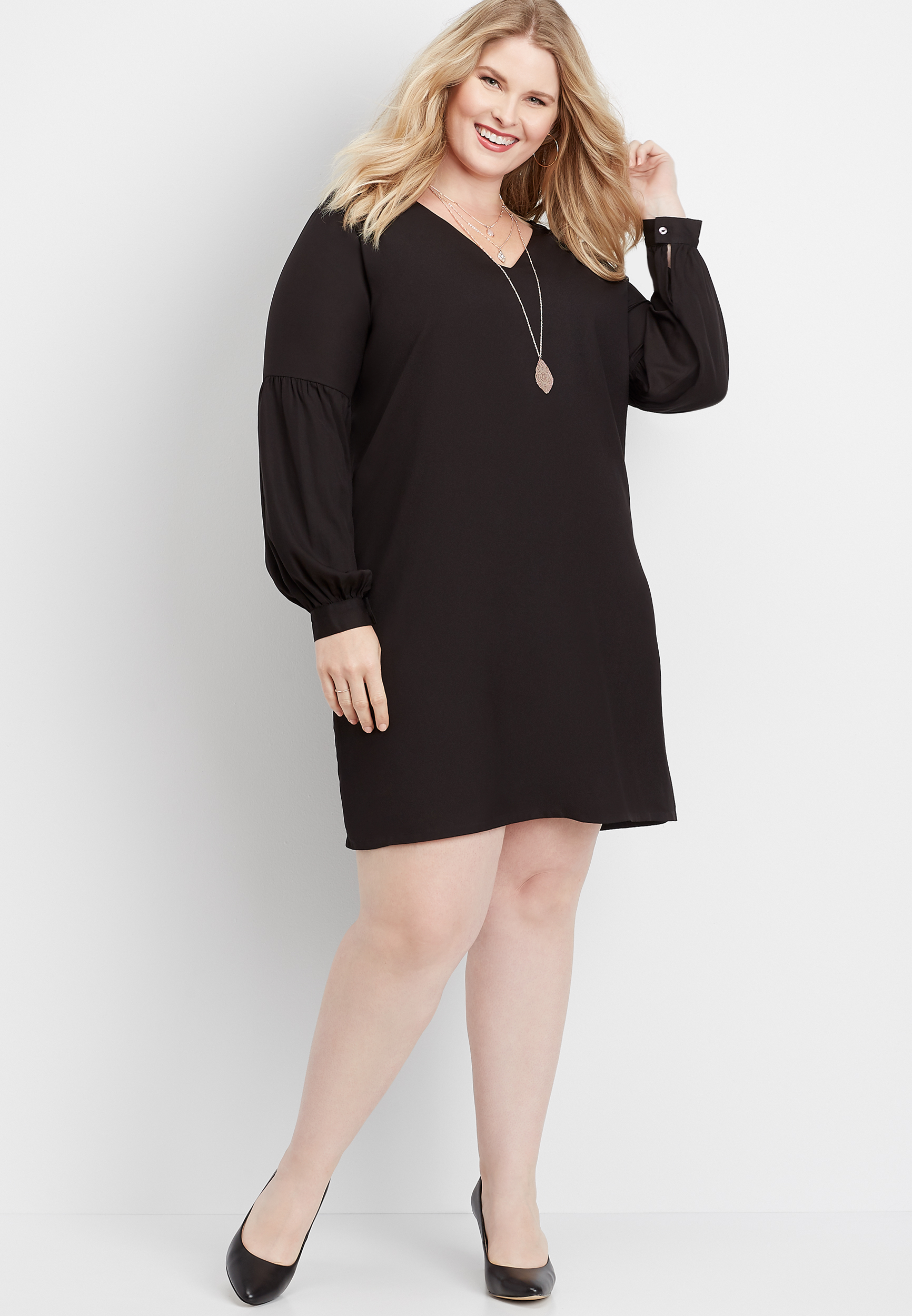 plus size balloon sleeve dress