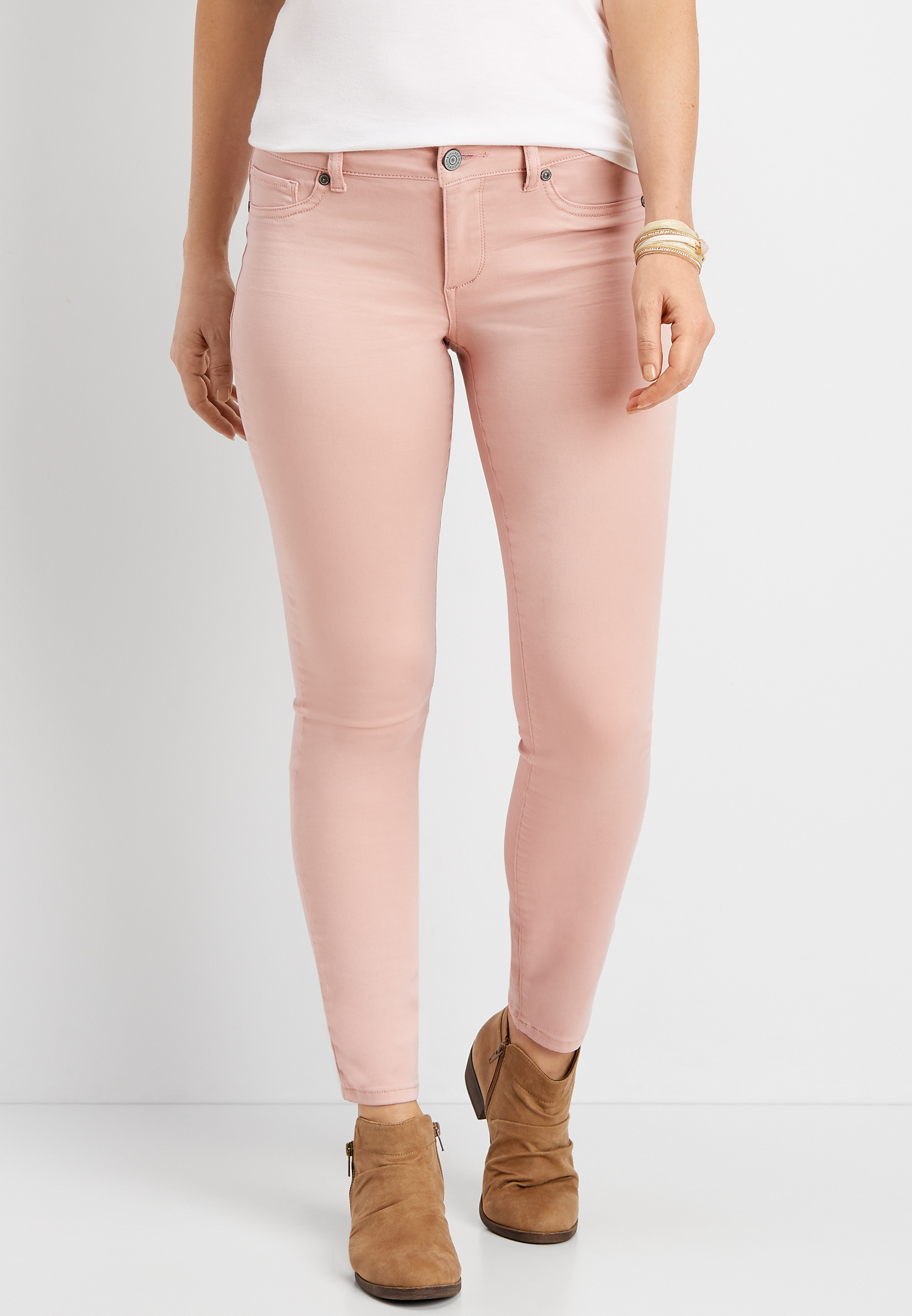 peach colored jeggings