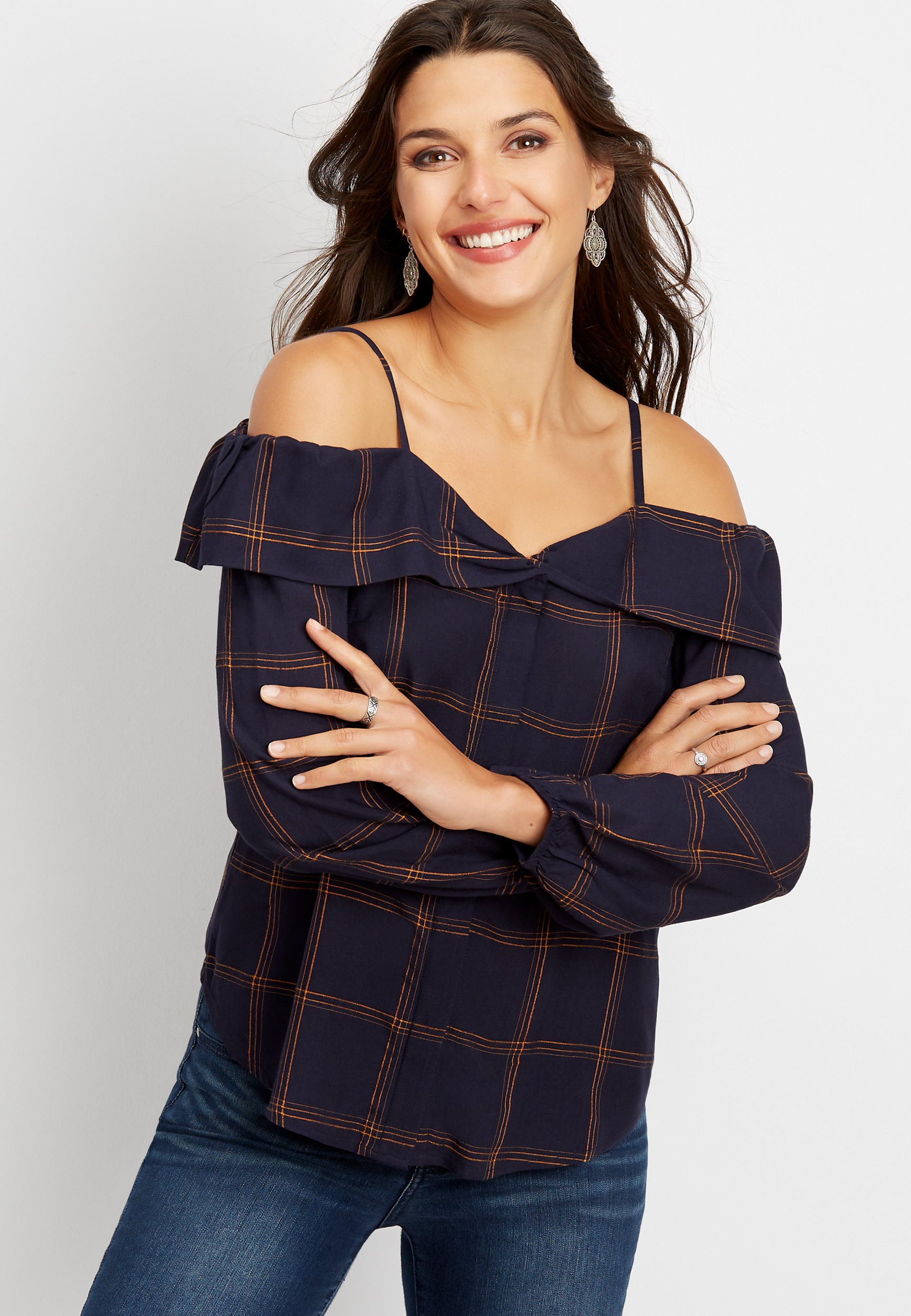 Off the outlet shoulder plaid shirt