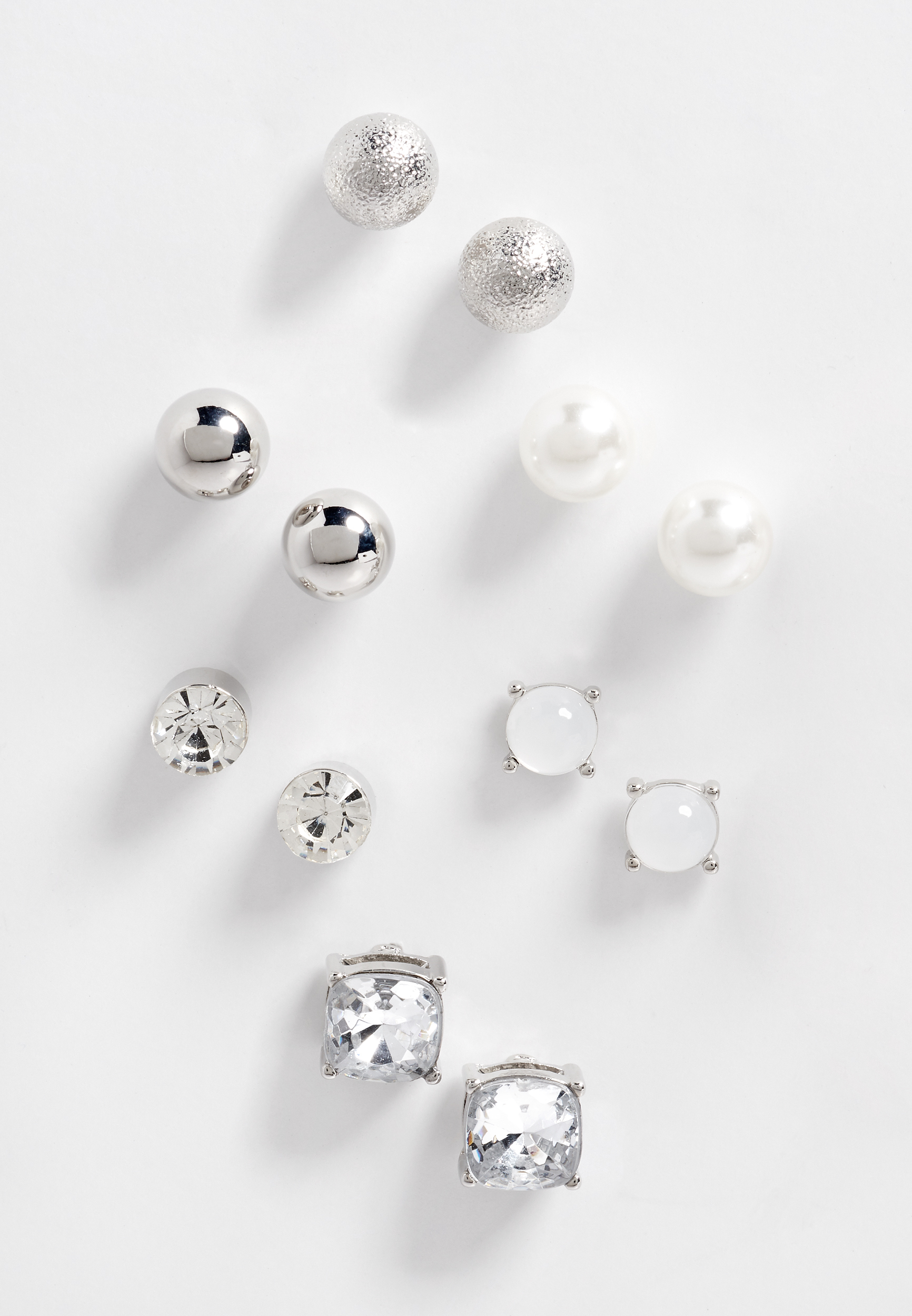 6 piece silver stud earring set | maurices