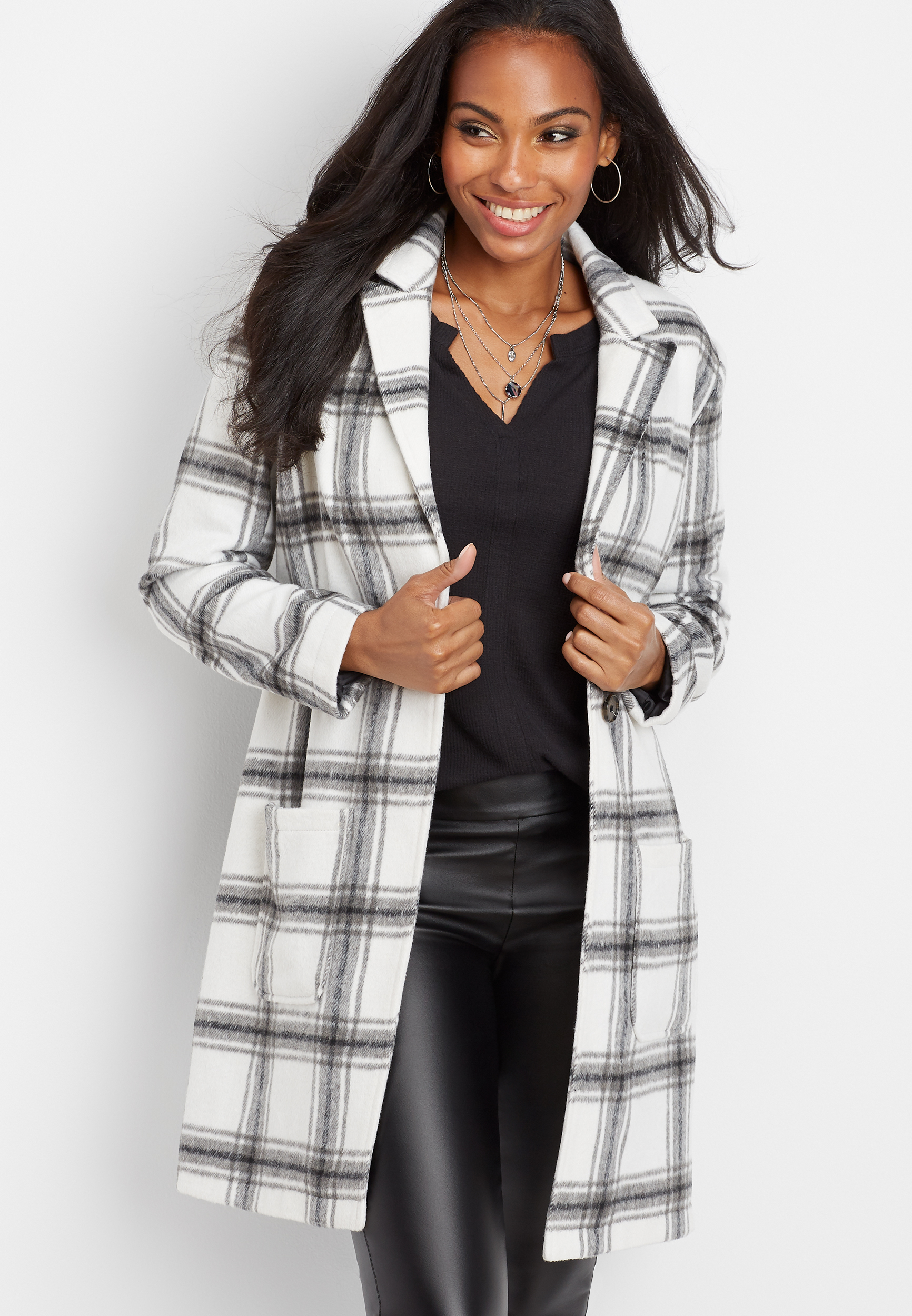 Plaid on sale duster jacket