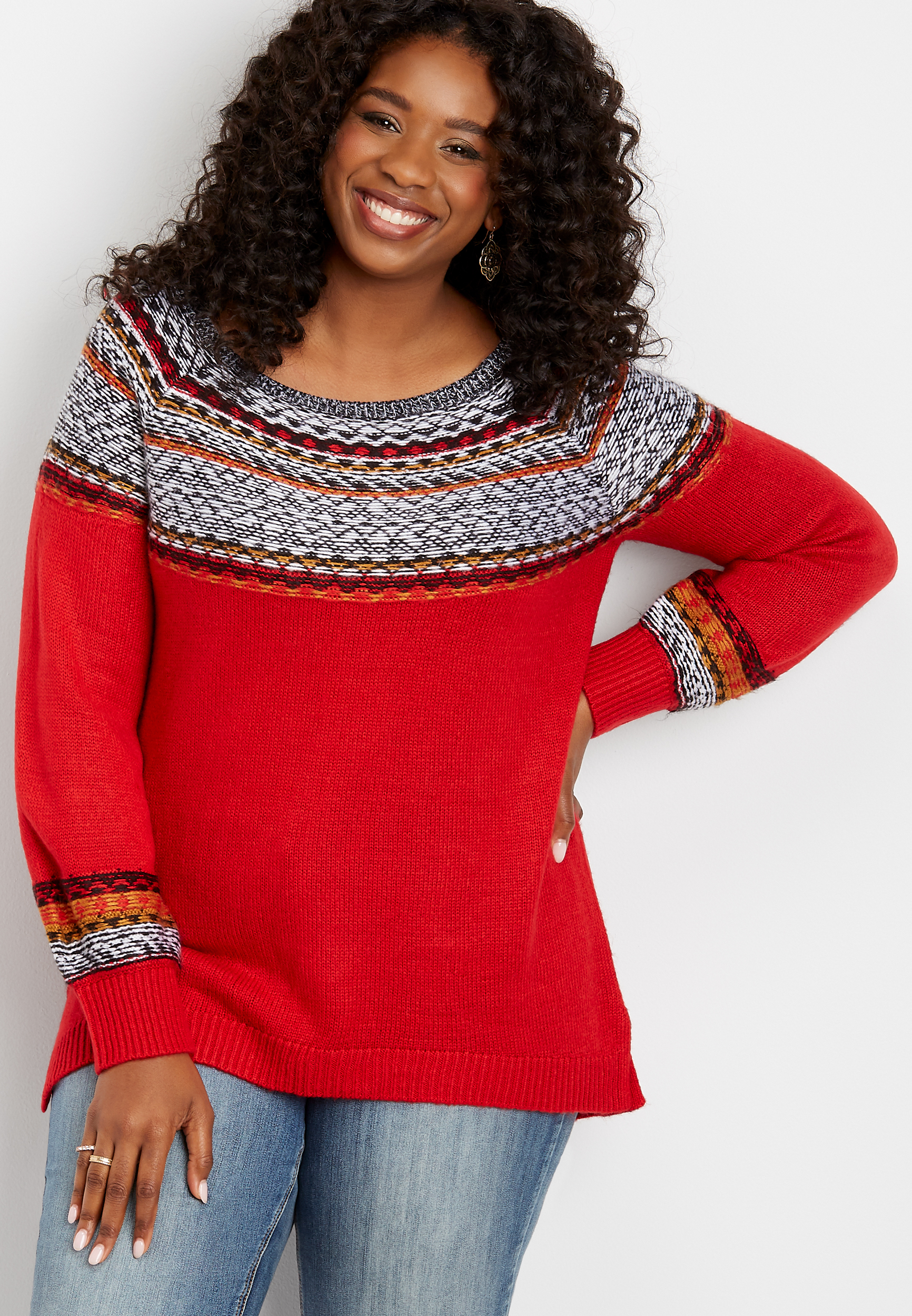 Plus size 2024 fair isle sweater