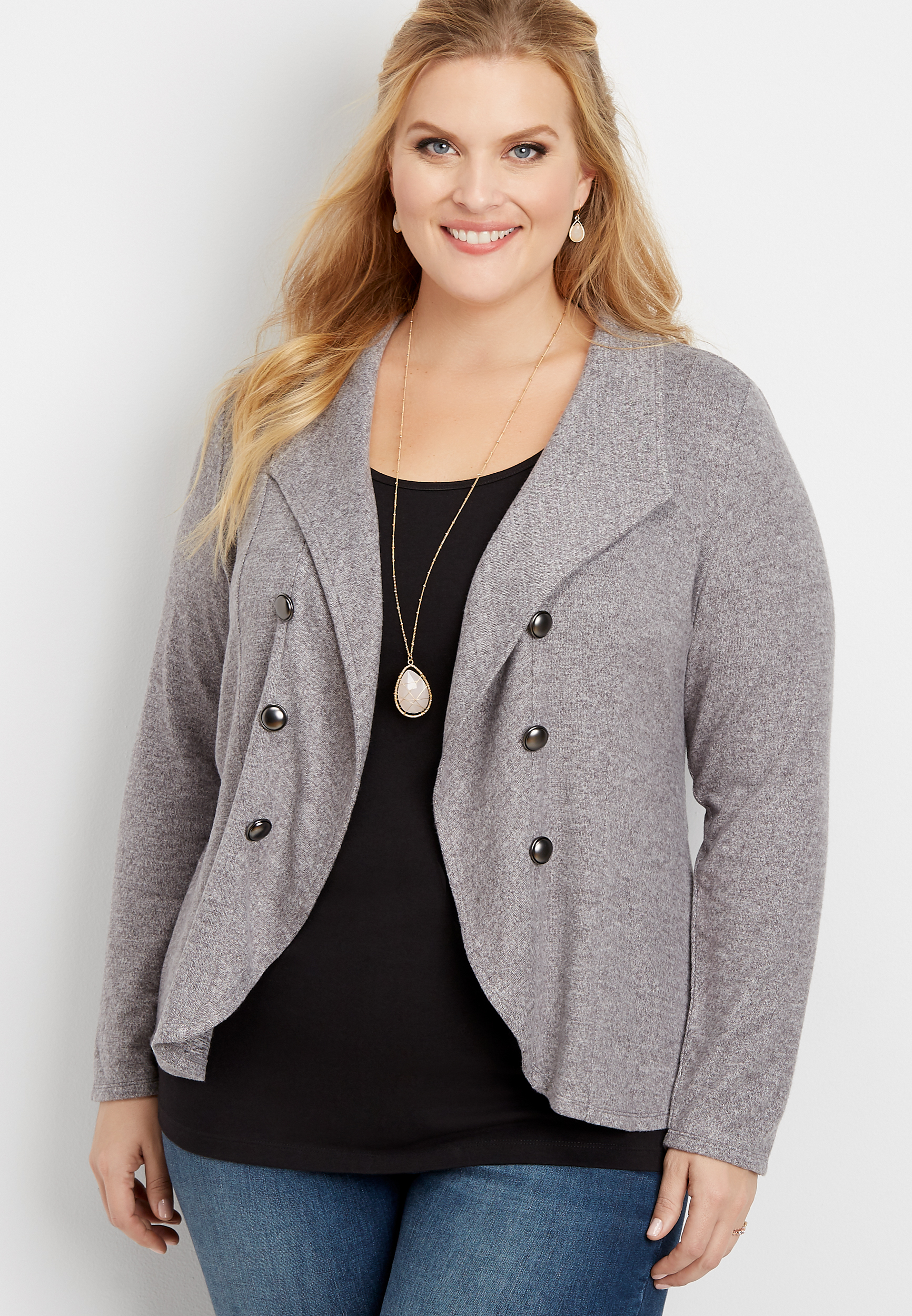 Plus Size Open Front Military Cardigan Maurices 