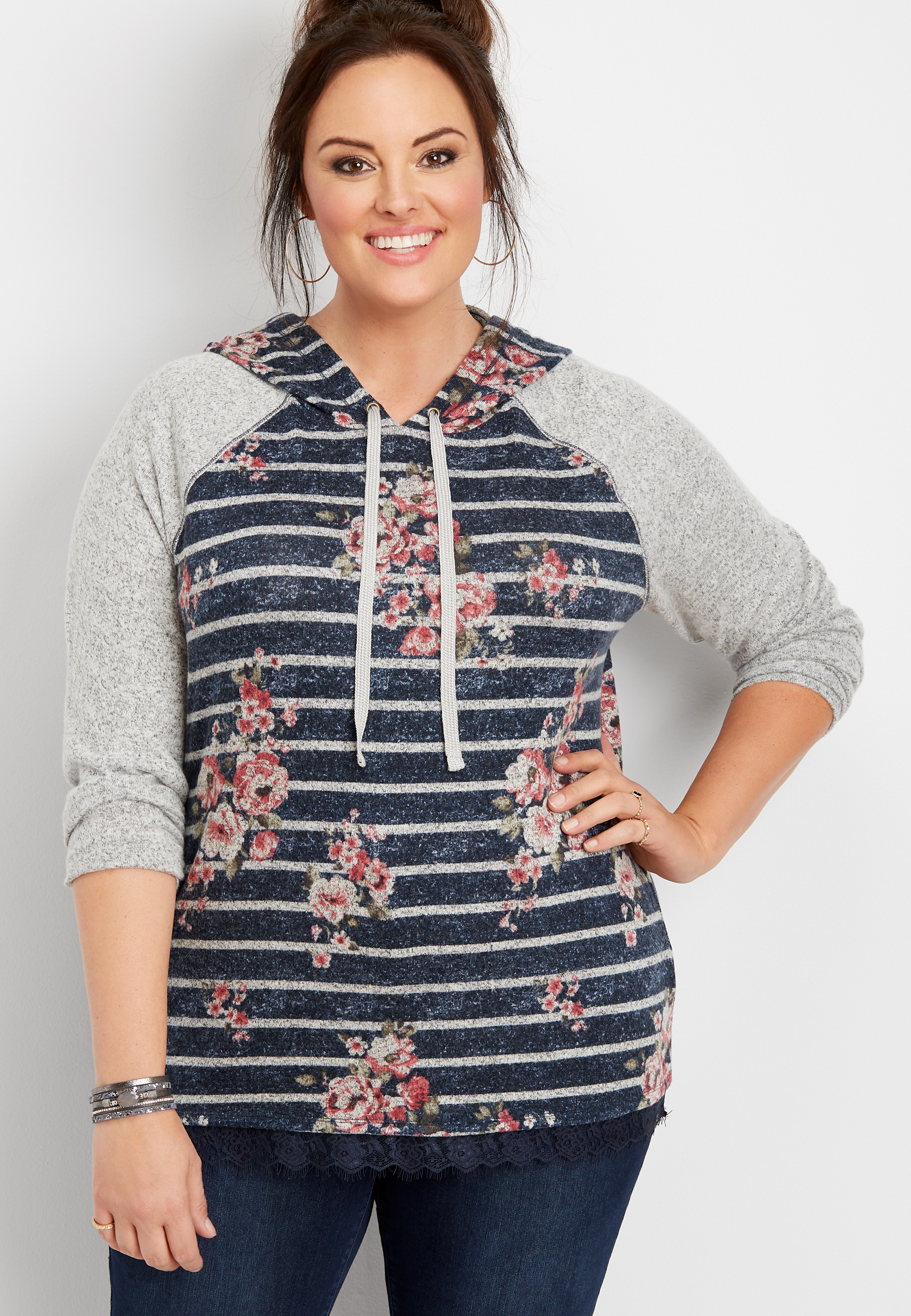 plus size floral hoodie