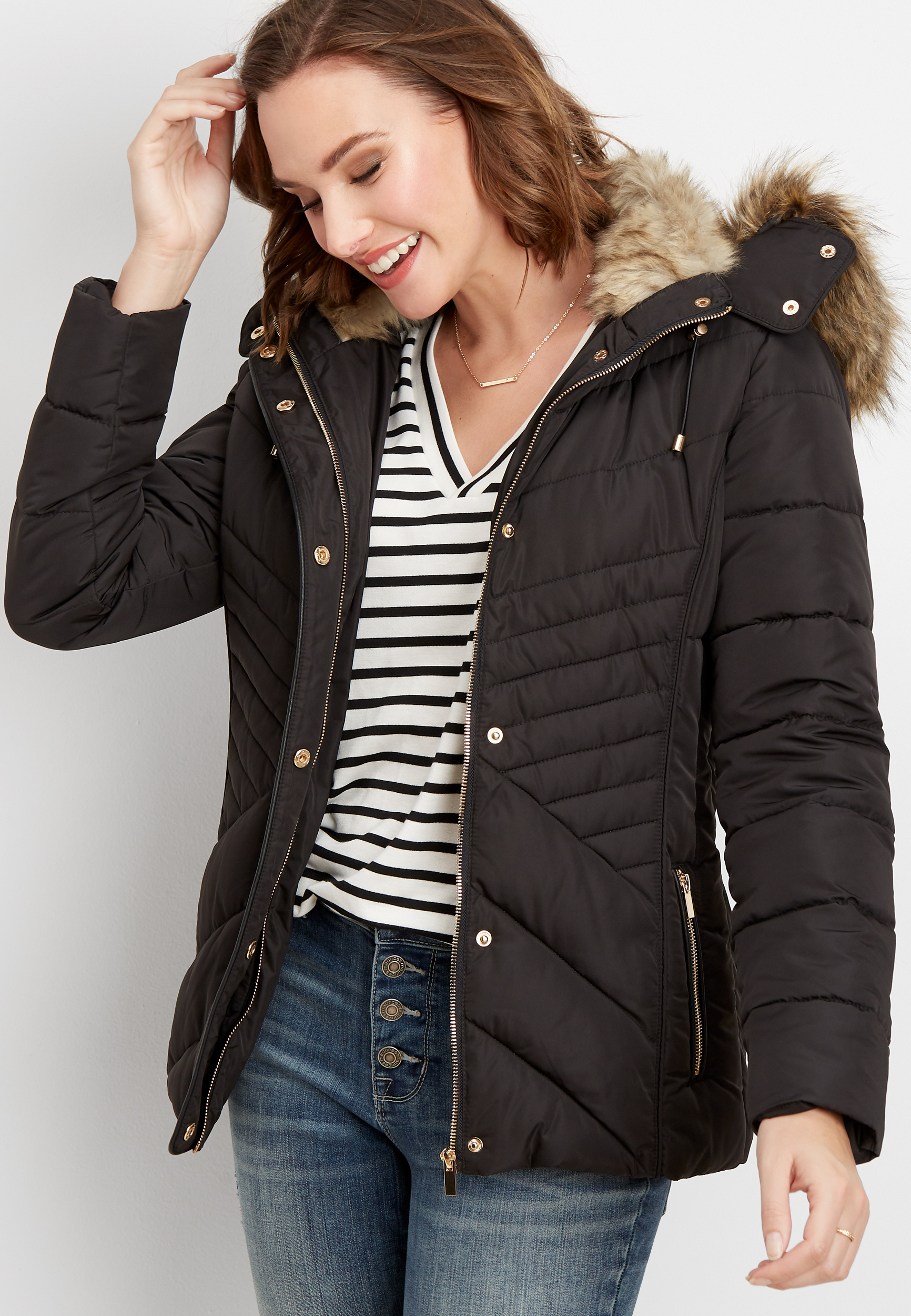 New look fitted puffer jacket best sale in grey