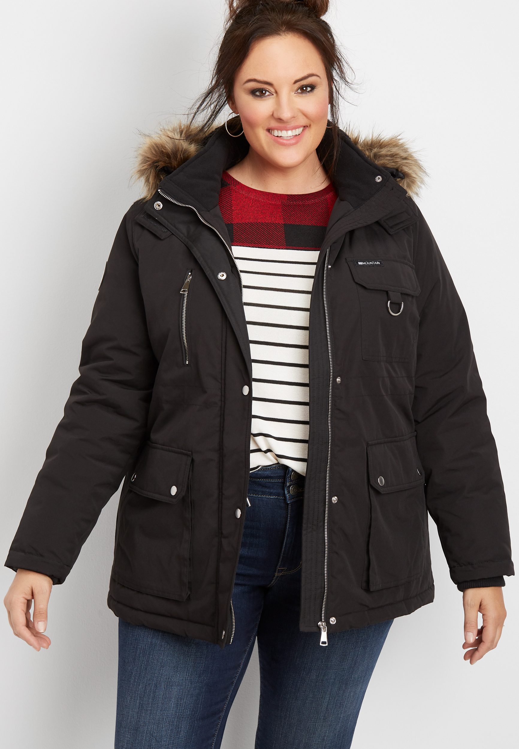 plus size fur trimmed parka