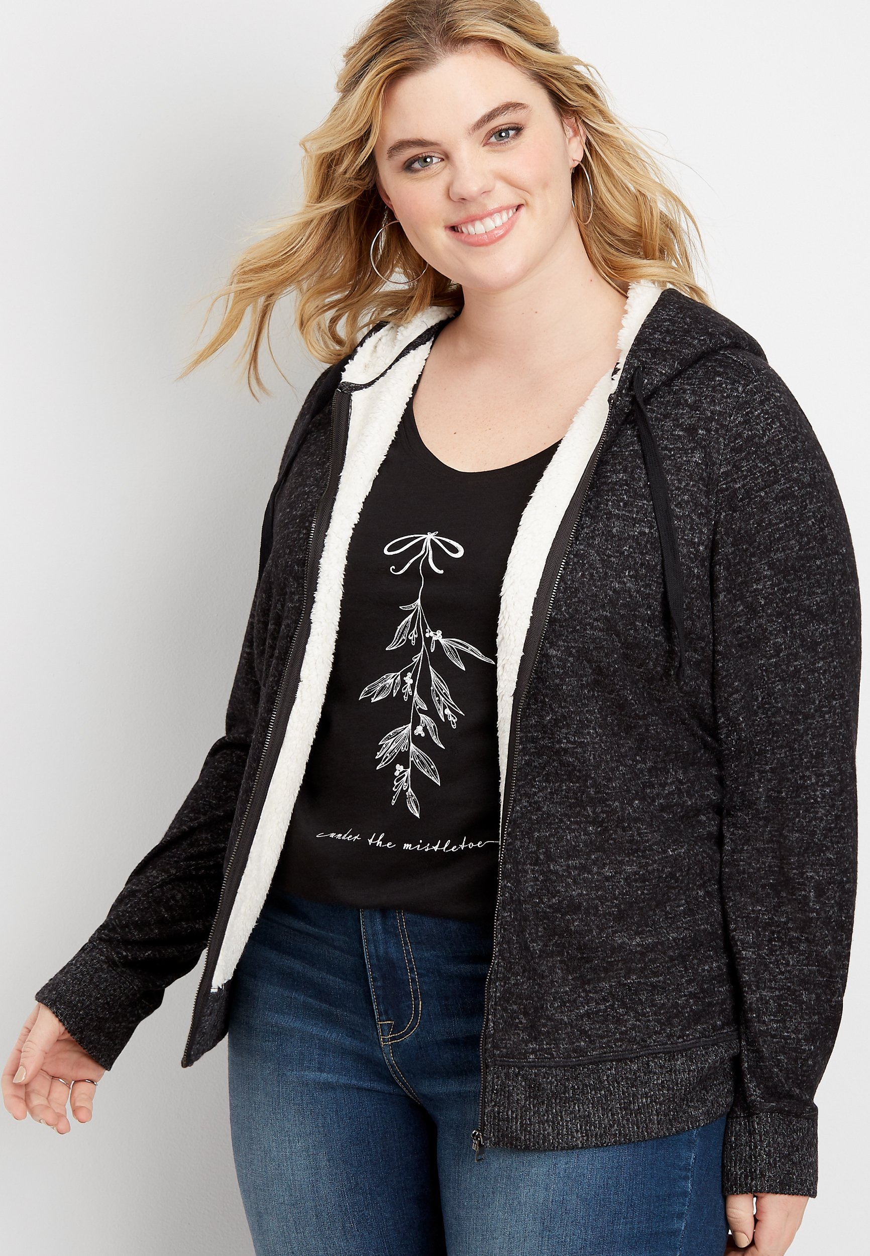 Plus size long zip hotsell up hoodie