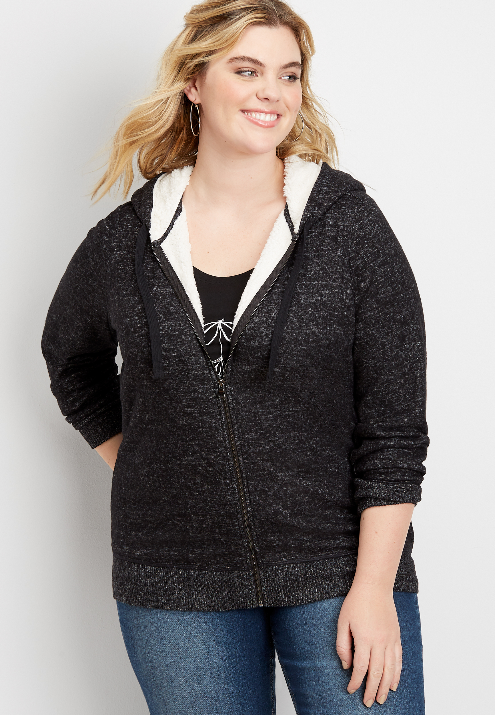  Woman Within Womens Plus Size Sherpa Sweatshirt - M