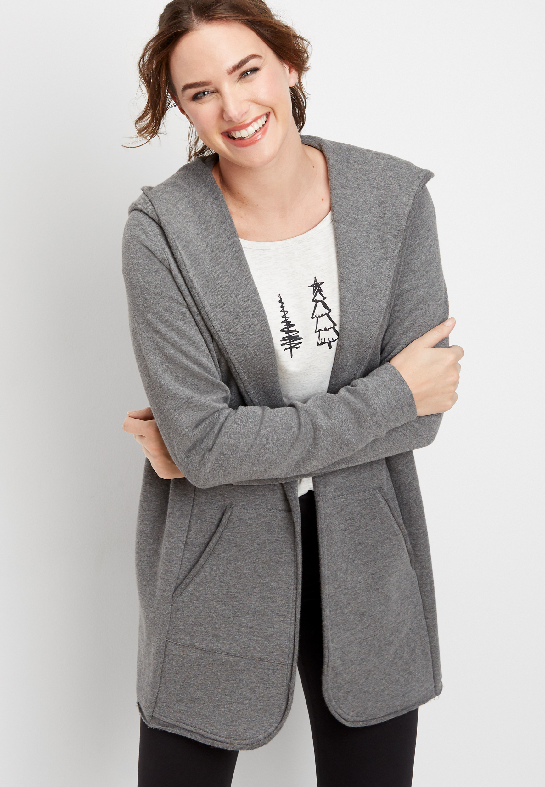 open front hooded cardigan