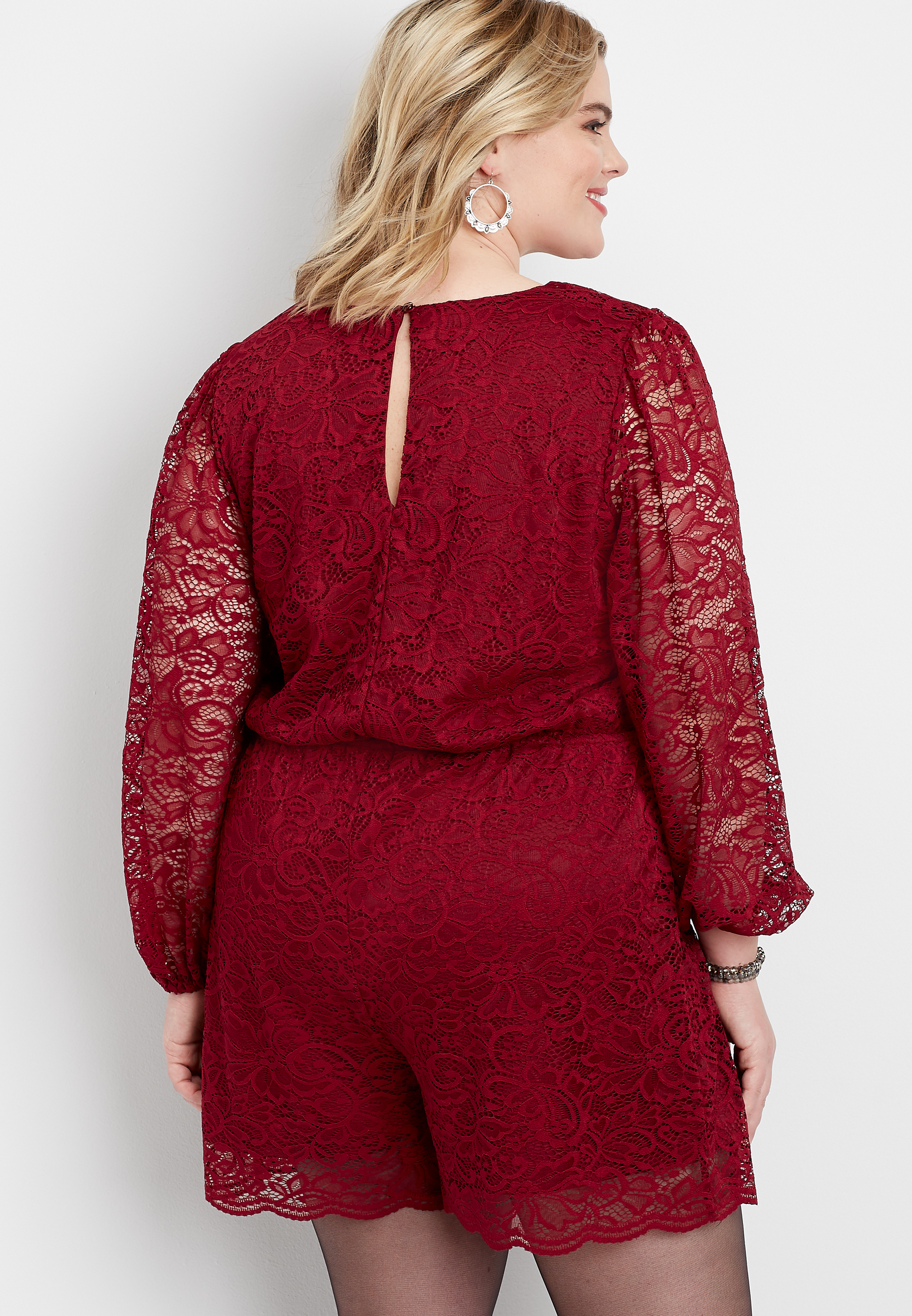 chinese dress ladies Final Sale Plus Size Lace Romper in Black – Chic And Curvy main image 1