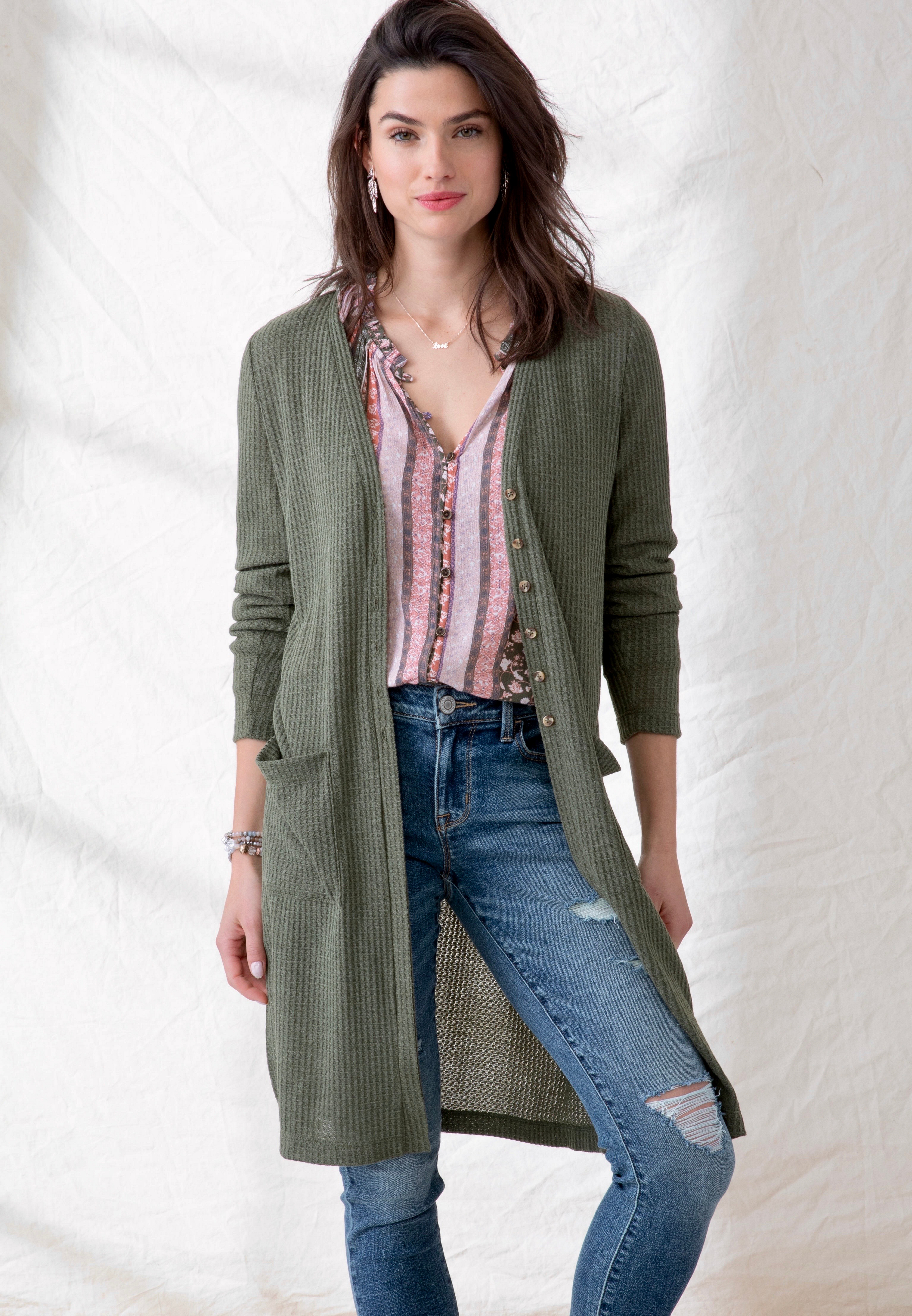 Waffle Knit Duster Cardigan